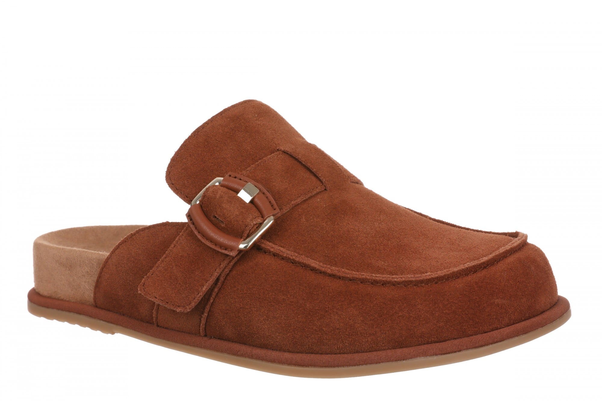 Vionic Arroyo Women's Suede Cushioned Mule Clog - Equestrian Tan - Angle main