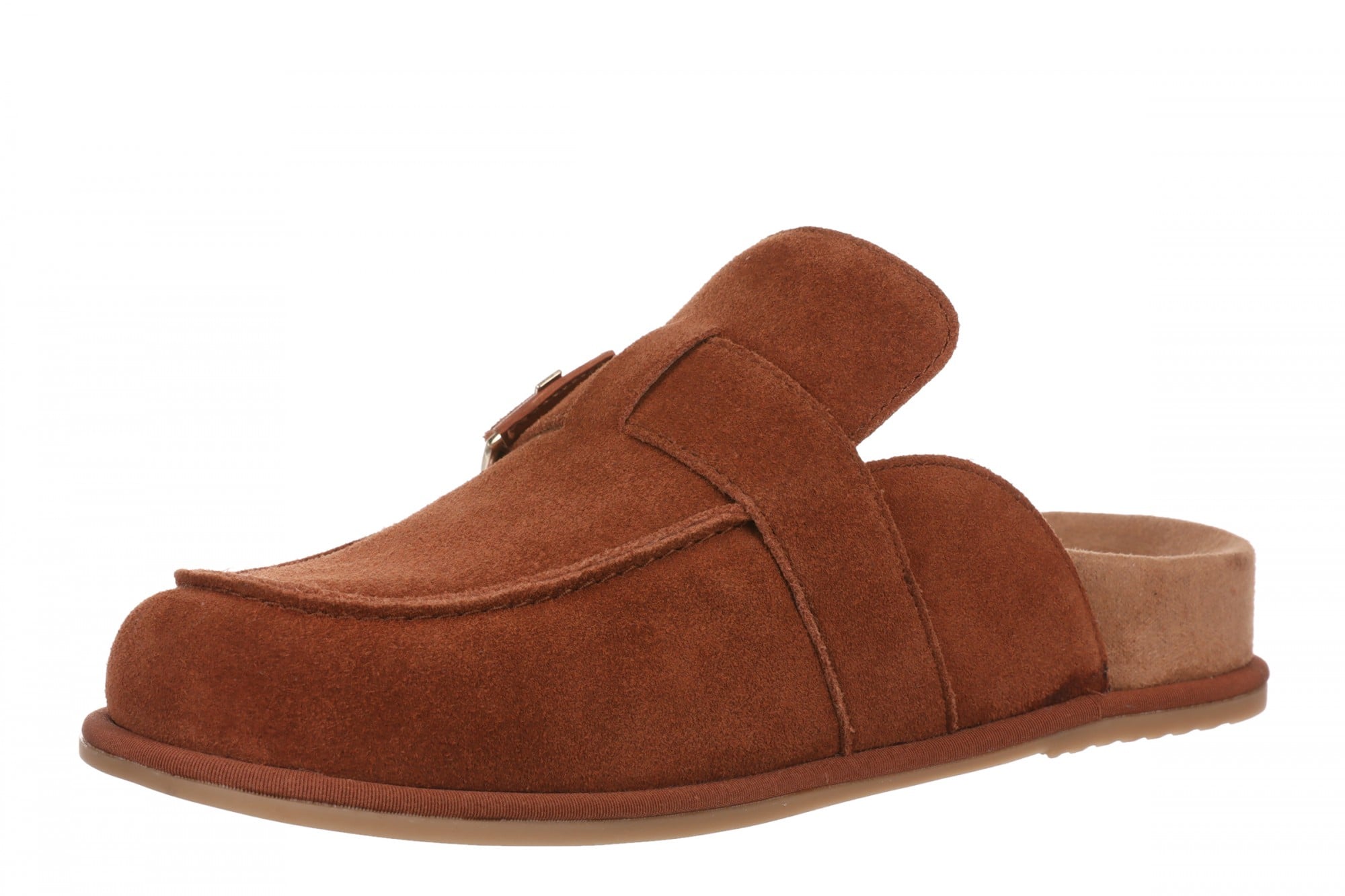 Vionic Arroyo Women's Suede Cushioned Mule Clog - Equestrian Tan - Left angle