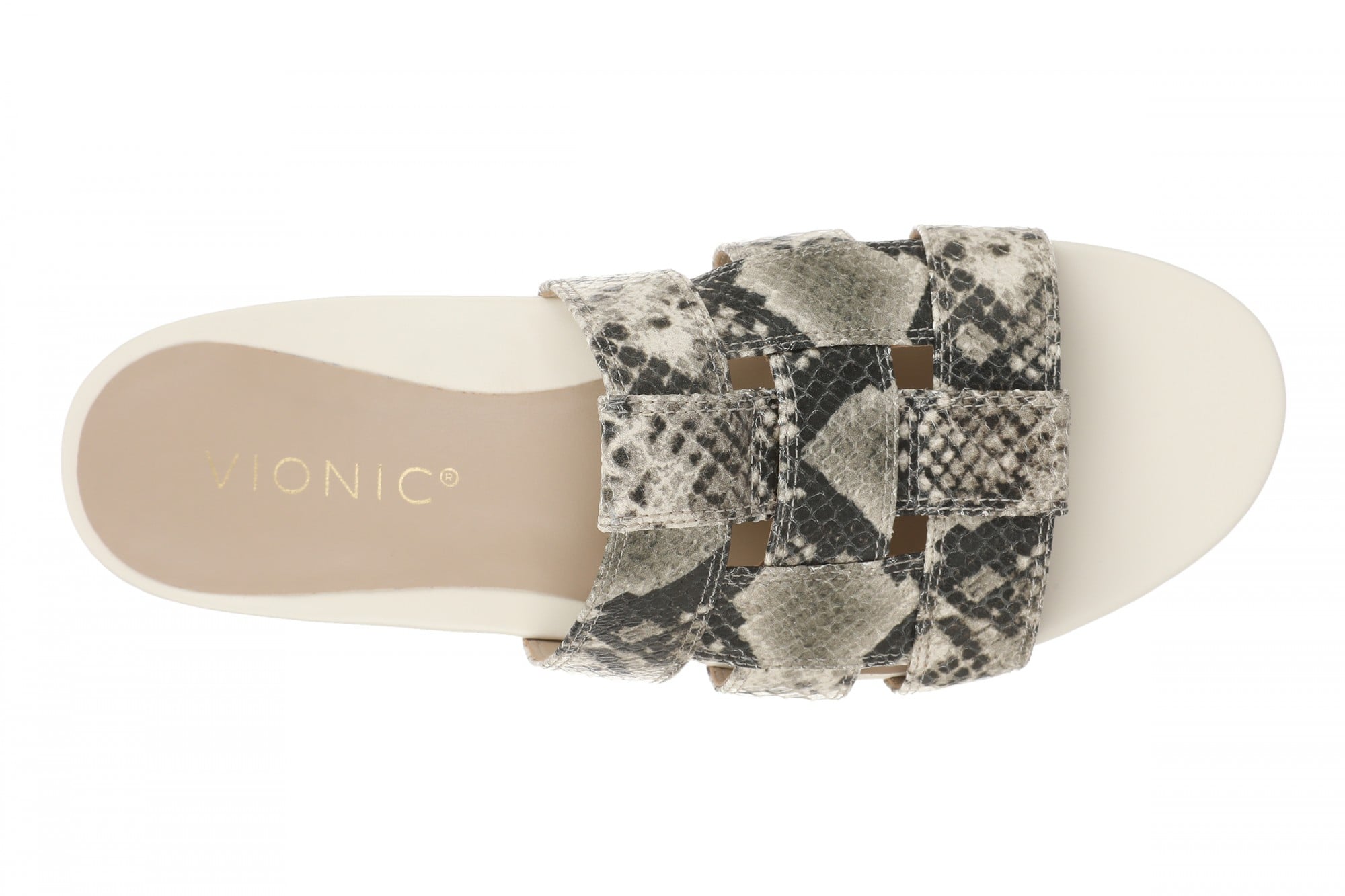 Vionic Glendora Women's Arch Support Slide Sandal - Cream Snake - Top