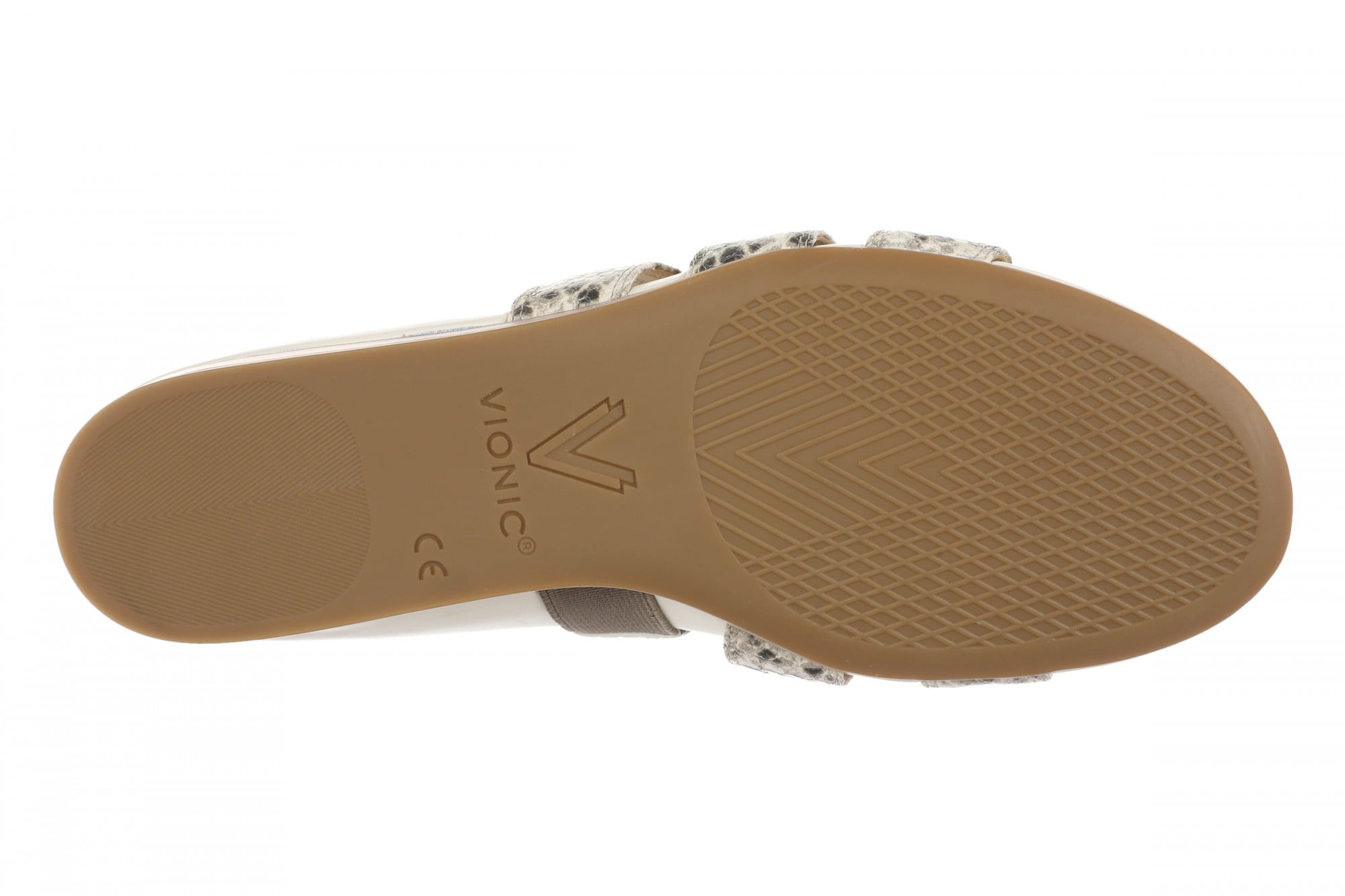 Vionic Glendora Women's Arch Support Slide Sandal - Cream Snake - Bottom