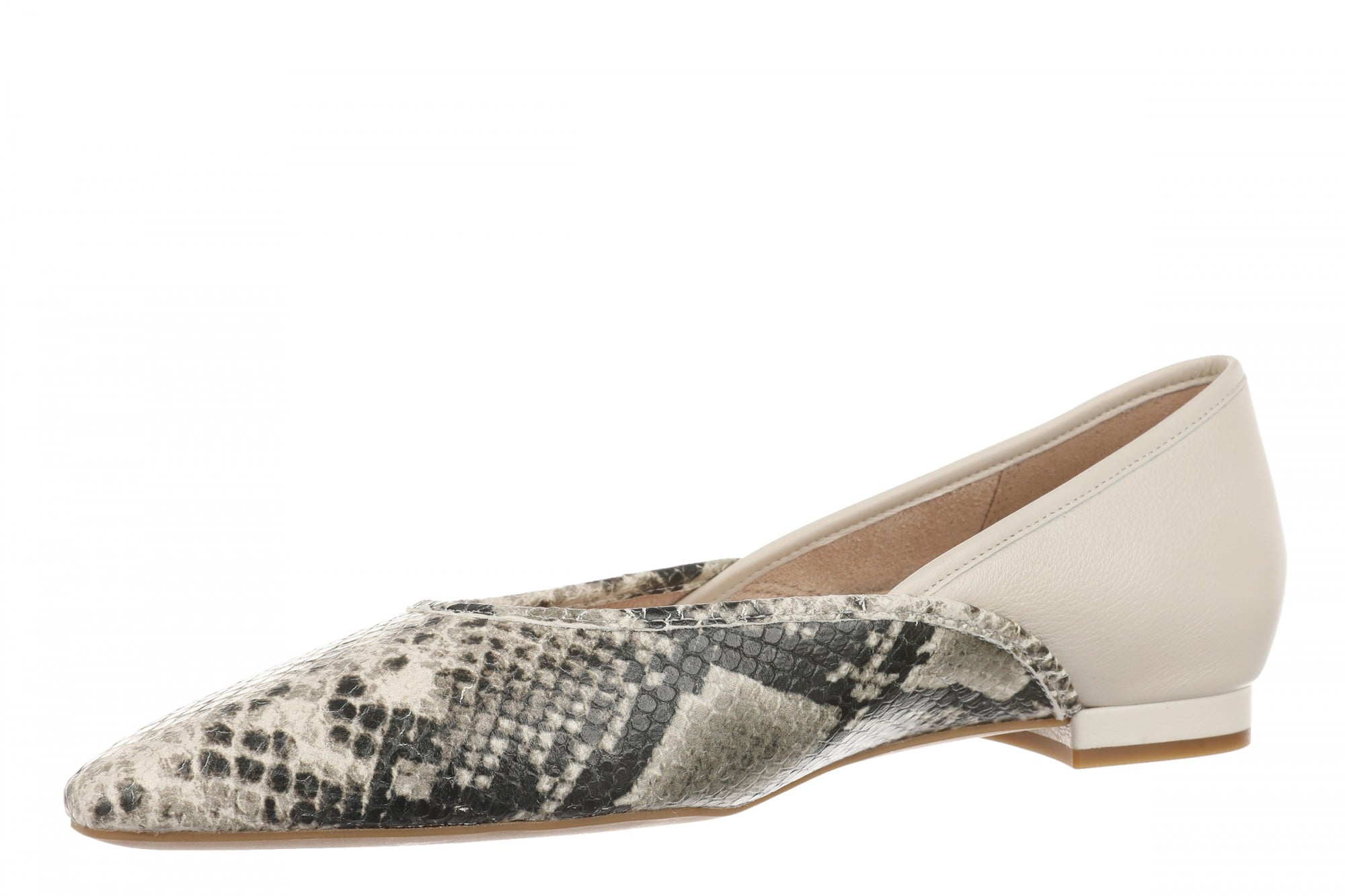 Vionic Gracia Women's Comfort Ballerina Shoe with Arch Support - Cream Snake - Left angle