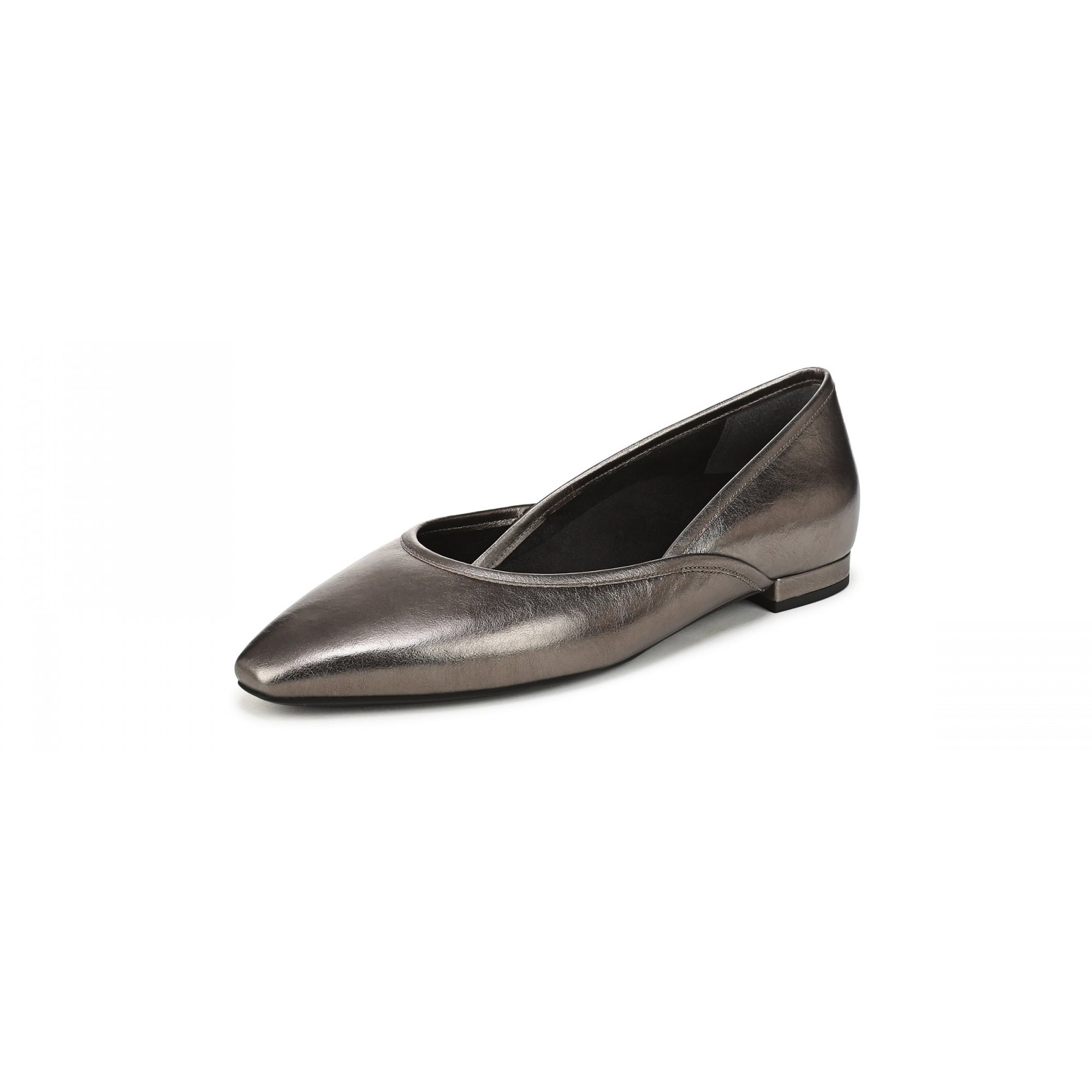 Vionic Gracia Women's Comfort Ballerina Shoe with Arch Support - Gunmetal Leather - Angle Main