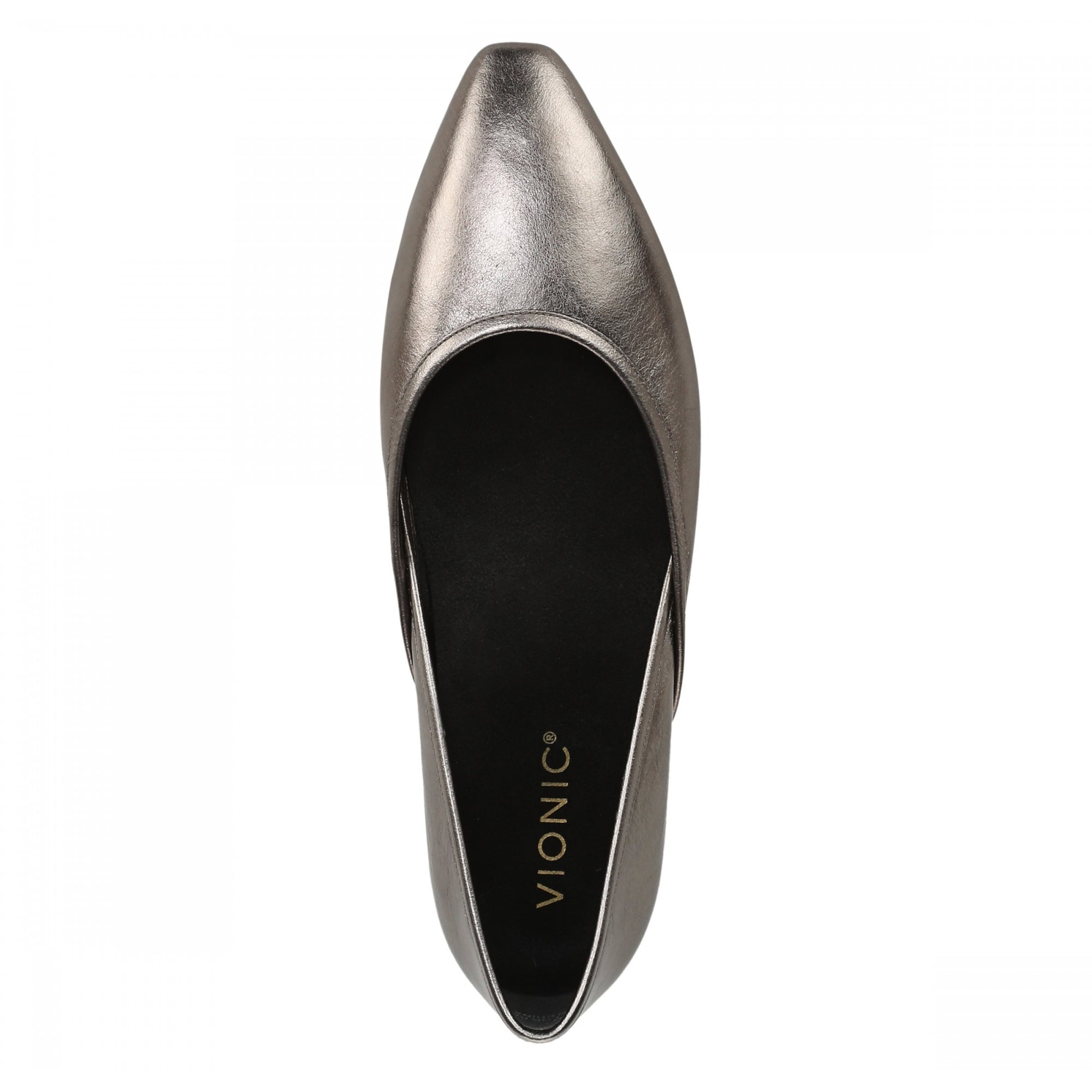 Vionic Gracia Women's Comfort Ballerina Shoe with Arch Support - Gunmetal Leather - Top