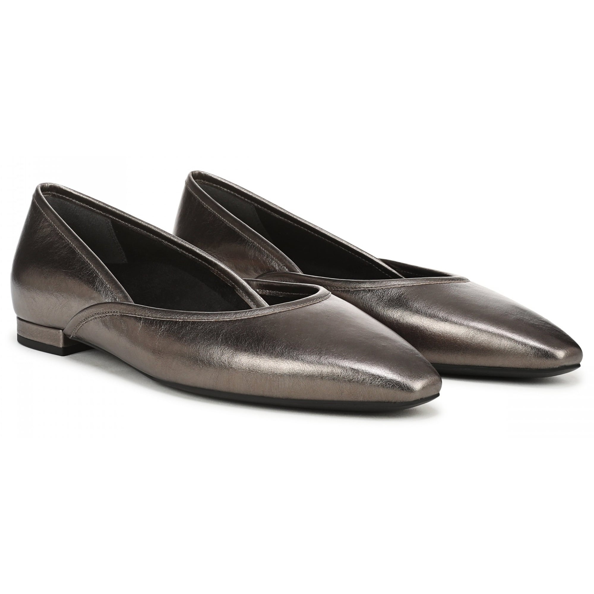 Vionic Gracia Women's Comfort Ballerina Shoe with Arch Support - Gunmetal Leather - Pair