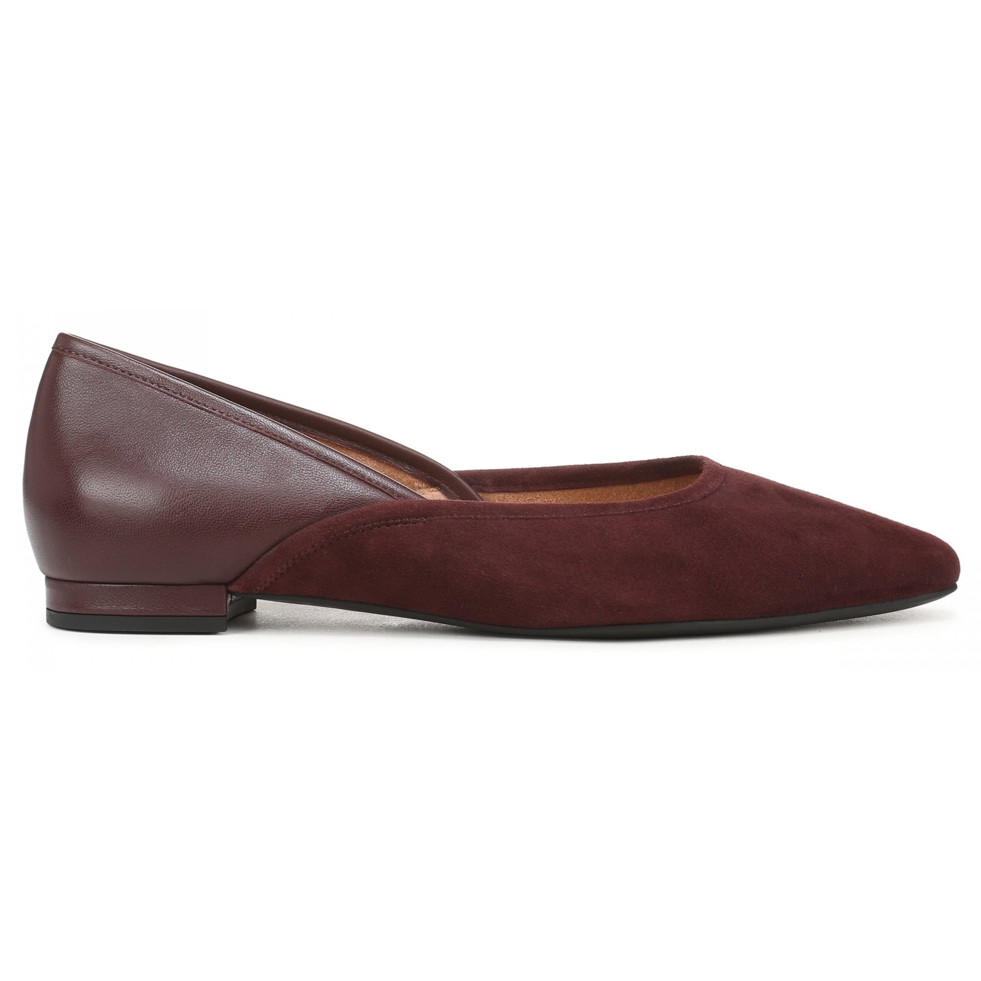 Vionic Gracia Women's Comfort Ballerina Shoe with Arch Support - Mulled Wine Suede/Leather - Side