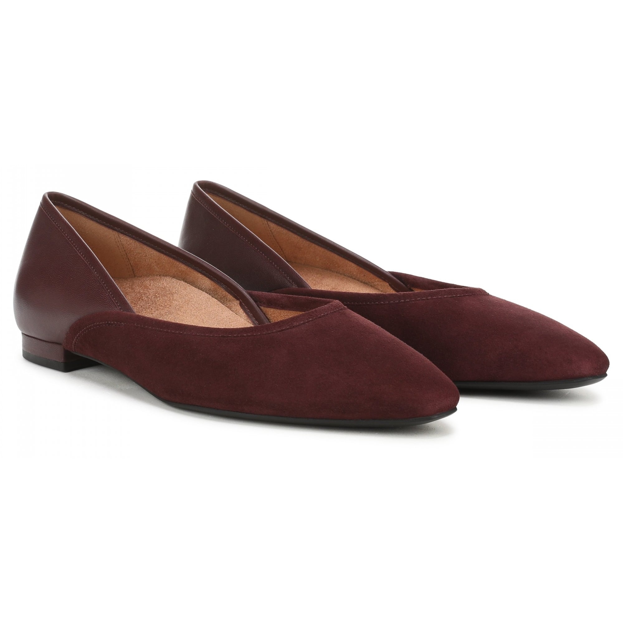 Vionic Gracia Women's Comfort Ballerina Shoe with Arch Support - Mulled Wine Suede/Leather - Pair