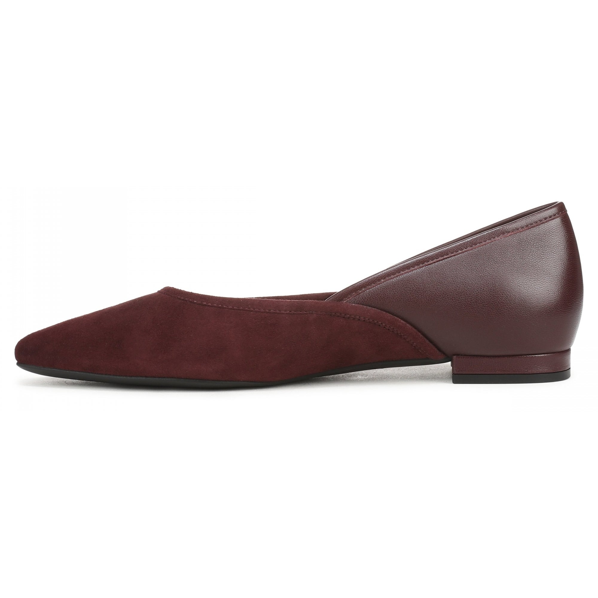 Vionic Gracia Women's Comfort Ballerina Shoe with Arch Support - Mulled Wine Suede/Leather - Side