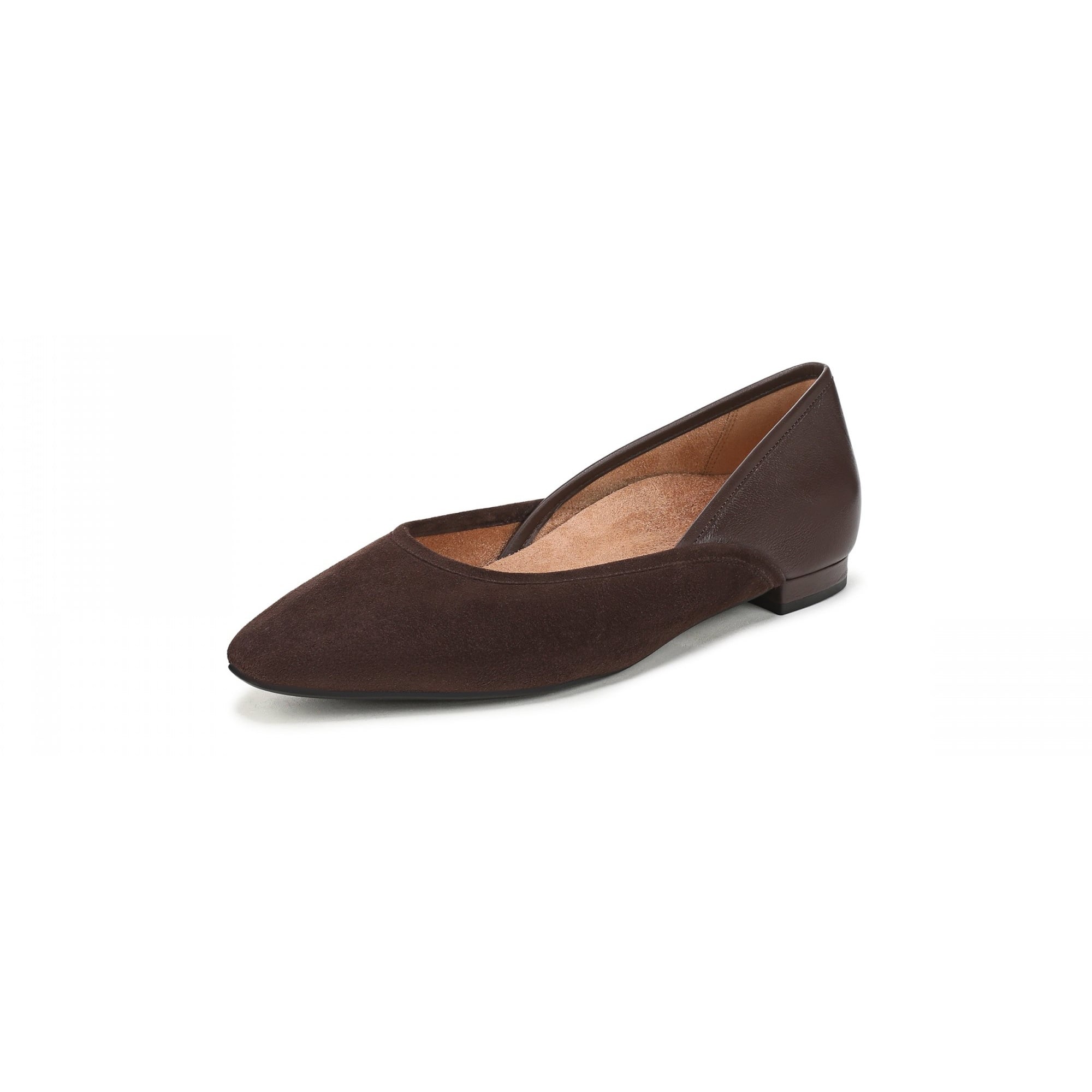 Vionic Gracia Women's Comfort Ballerina Shoe with Arch Support - Chocolate Ganache Leather - Angle Main