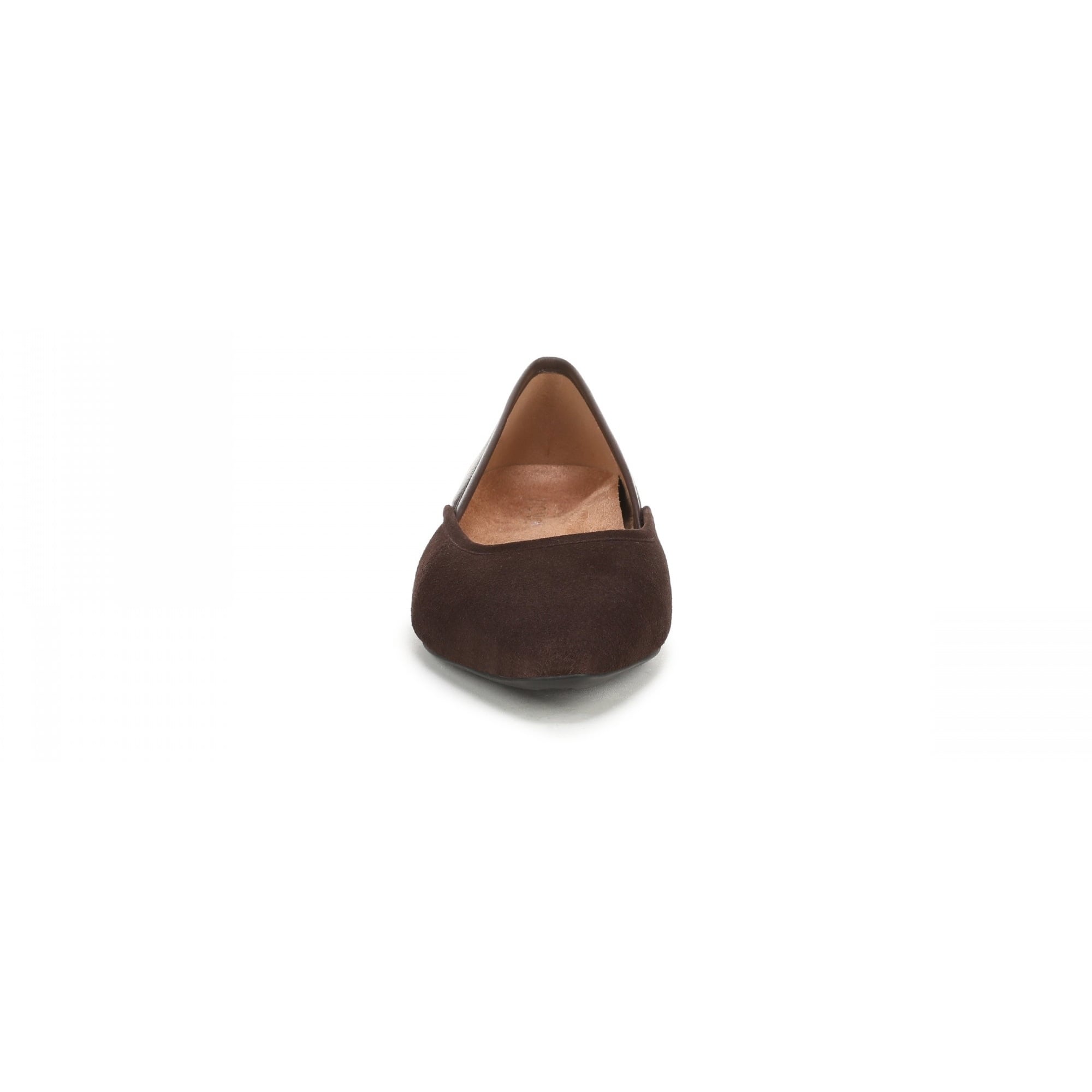 Vionic Gracia Women's Comfort Ballerina Shoe with Arch Support - Chocolate Ganache Leather - Front of Shoe