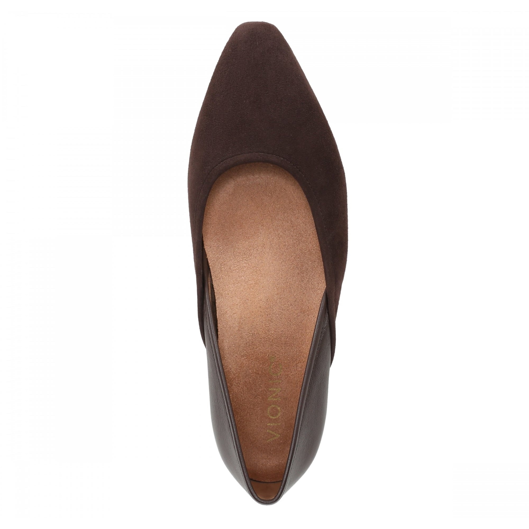 Vionic Gracia Women's Comfort Ballerina Shoe with Arch Support - Chocolate Ganache Leather - Top