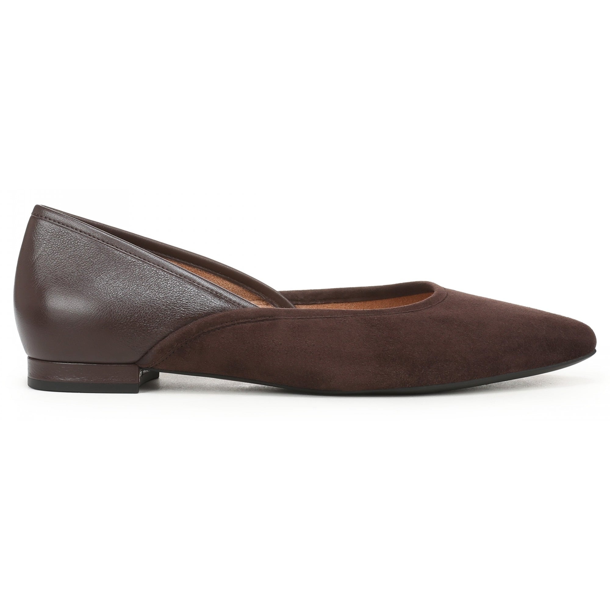 Vionic Gracia Women's Comfort Ballerina Shoe with Arch Support - Chocolate Ganache Leather - Side
