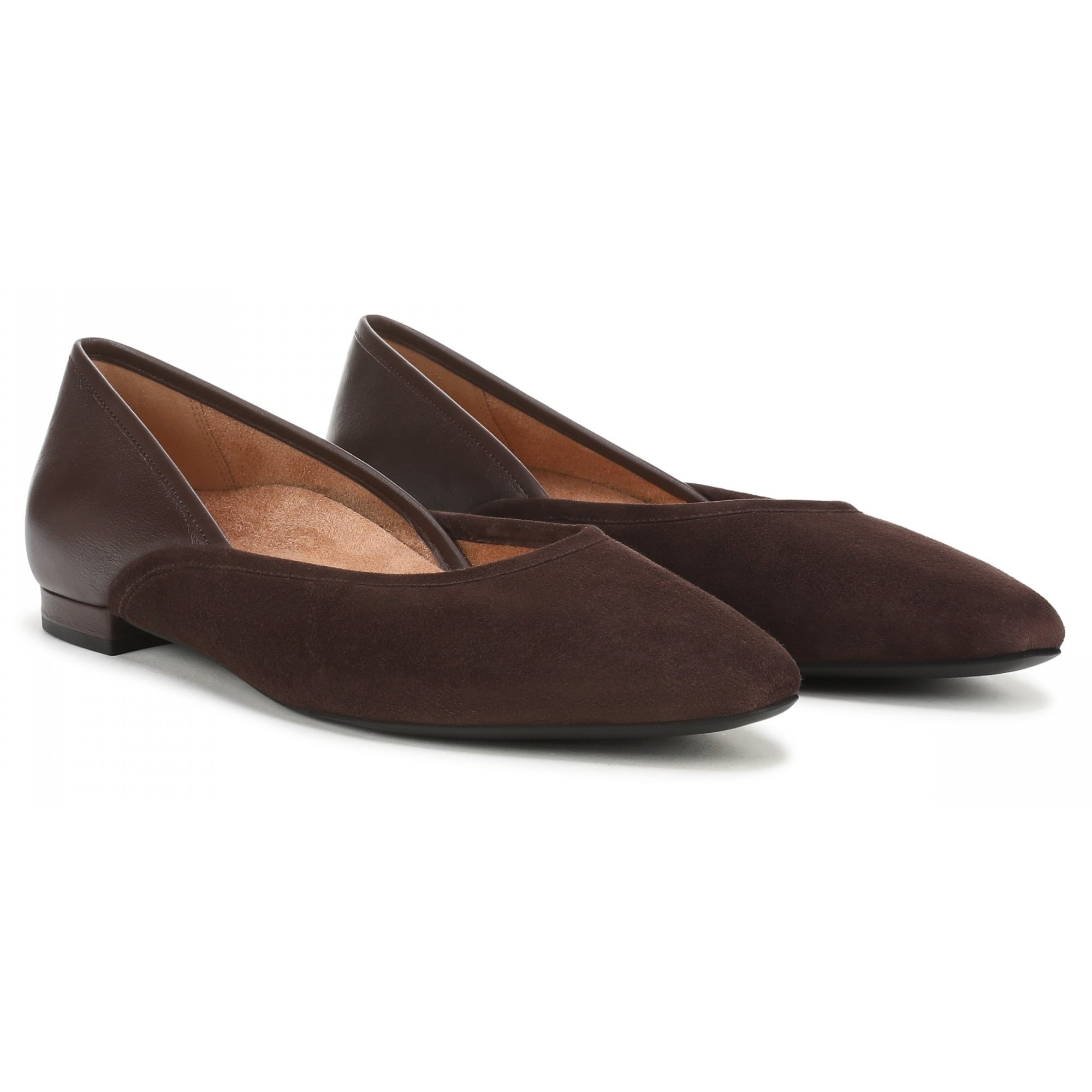 Vionic Gracia Women's Comfort Ballerina Shoe with Arch Support - Chocolate Ganache Leather - Pair
