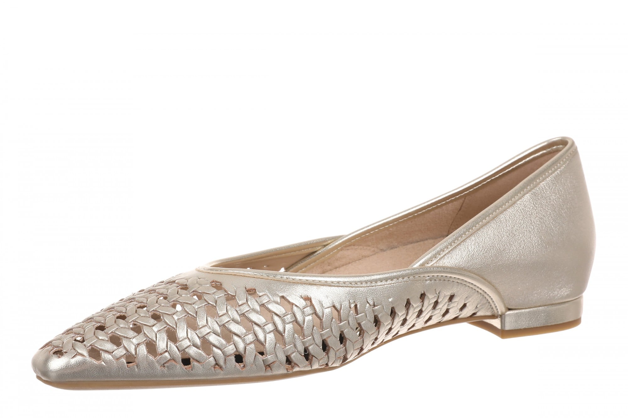 Vionic Gracia Woven Women's Arch Support Ballerina Shoe - Gold - Left angle
