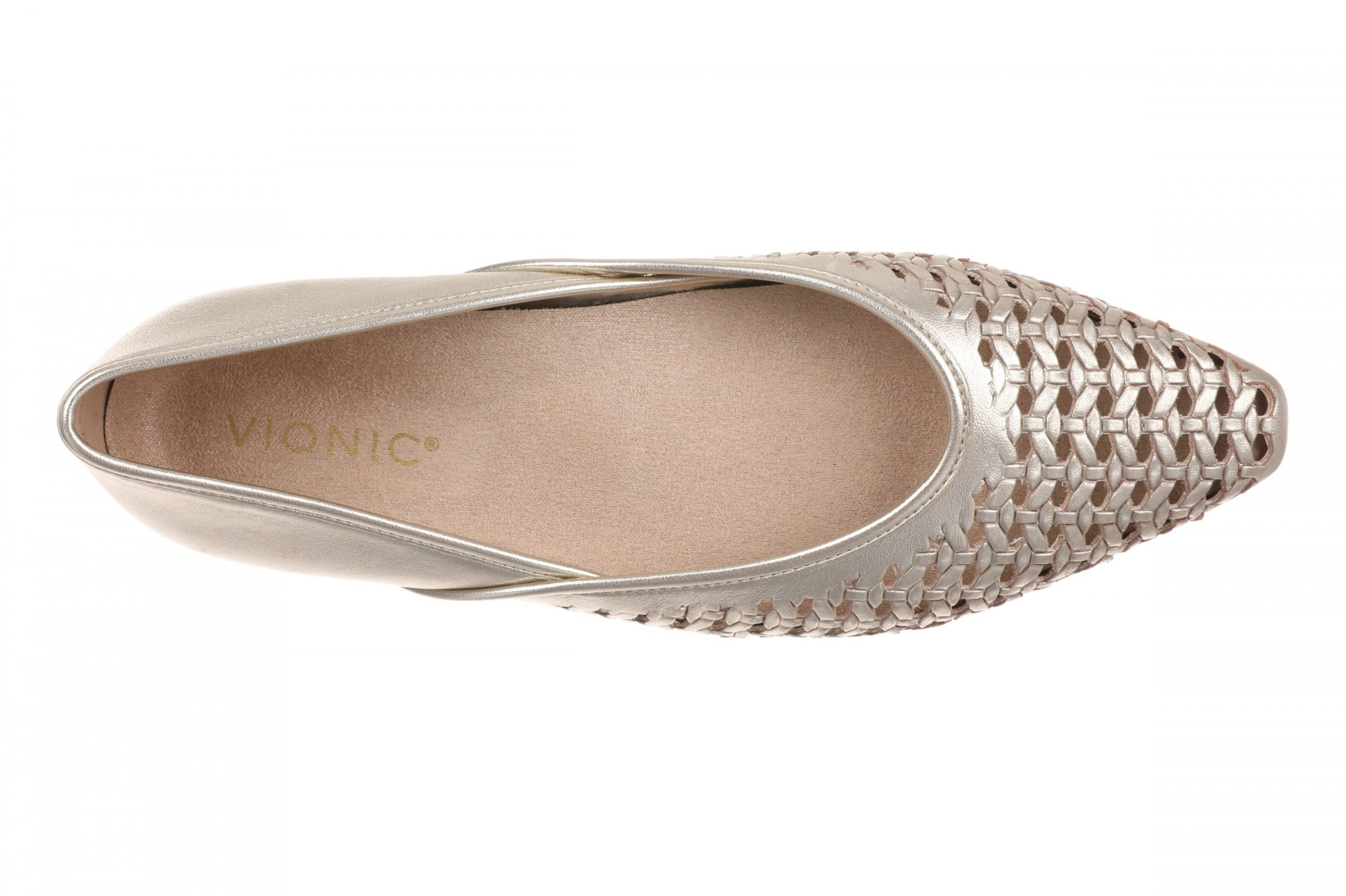 Vionic Gracia Woven Women's Arch Support Ballerina Shoe - Gold - Top