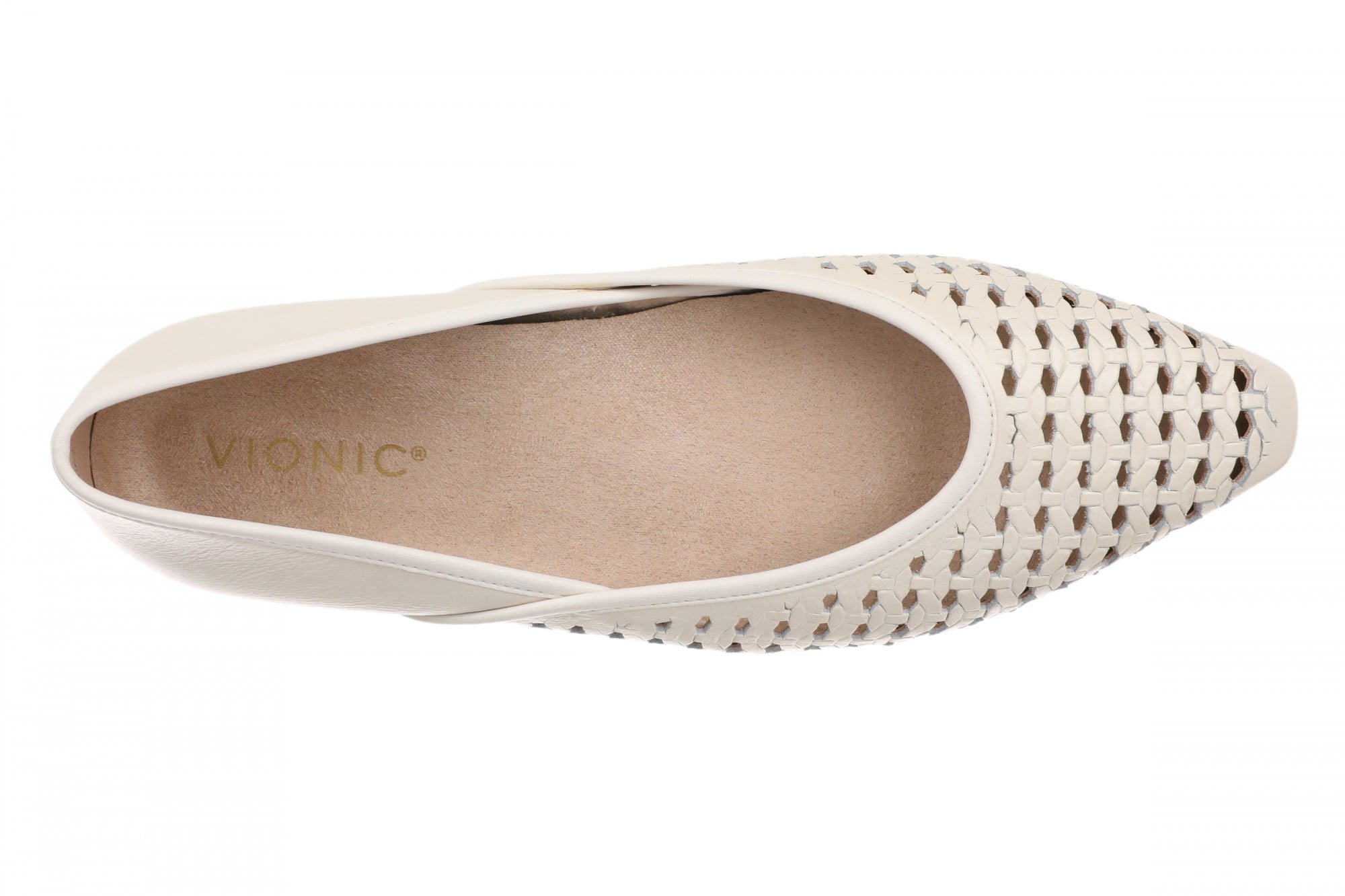 Vionic Gracia Woven Women's Arch Support Ballerina Shoe - Ivory - Top