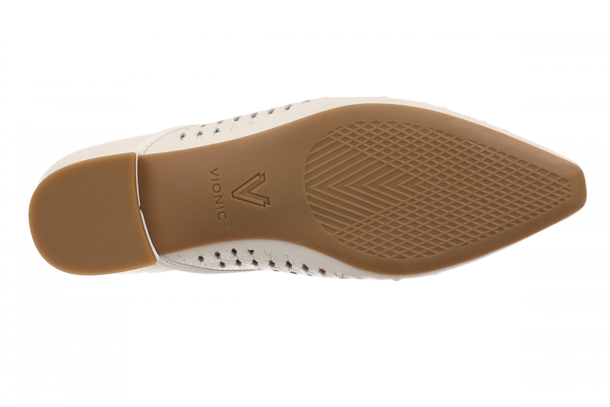 Vionic Gracia Woven Women's Arch Support Ballerina Shoe - Ivory - Bottom