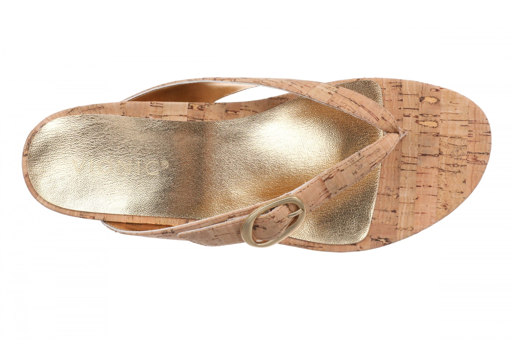 Vionic Grove Women's Thong Sandal with Arch Support - Gold Cork - Top