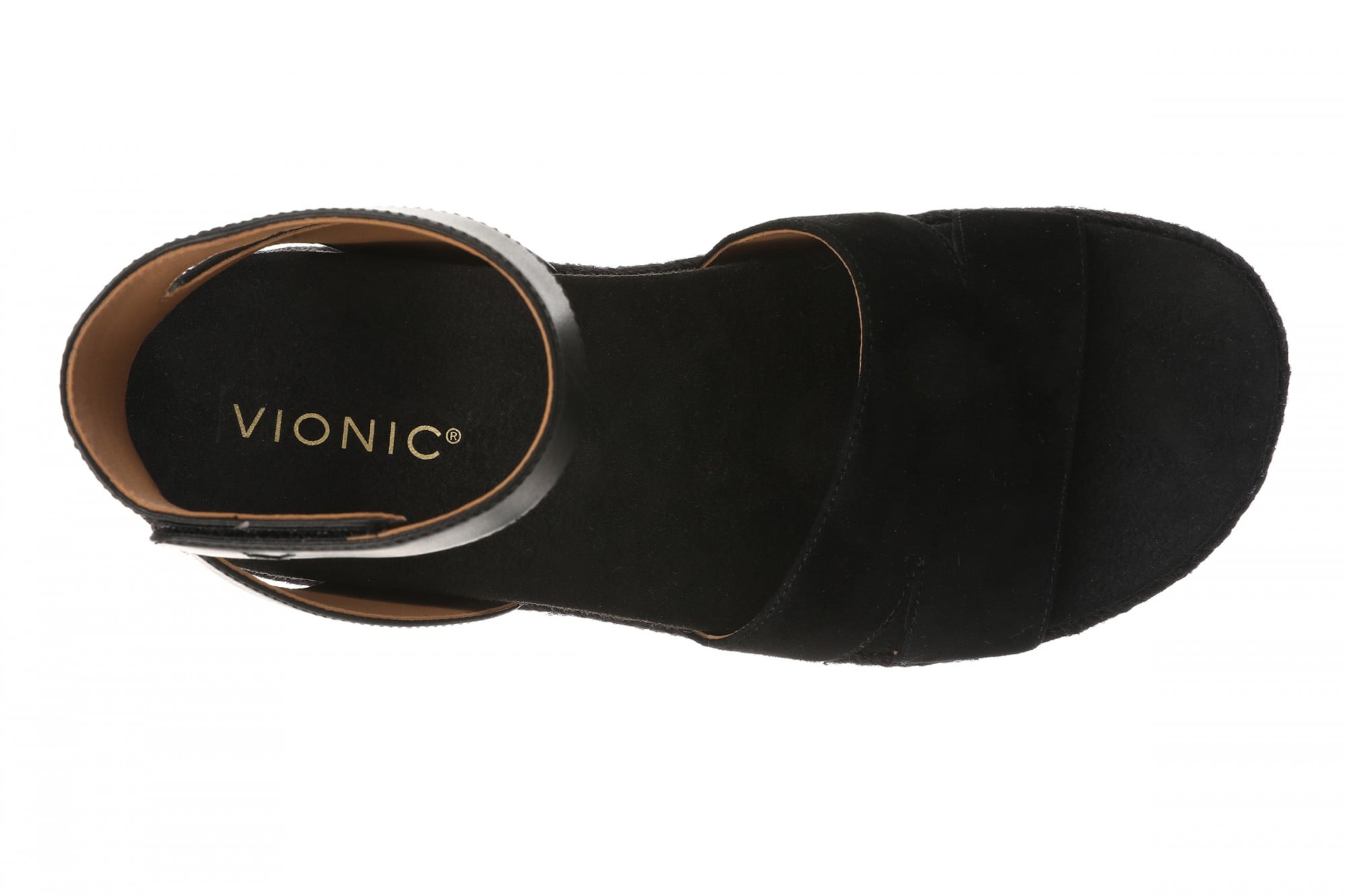 Vionic Yucca Women's Espadrille Platform Sandal with Arch Support - Black - Top