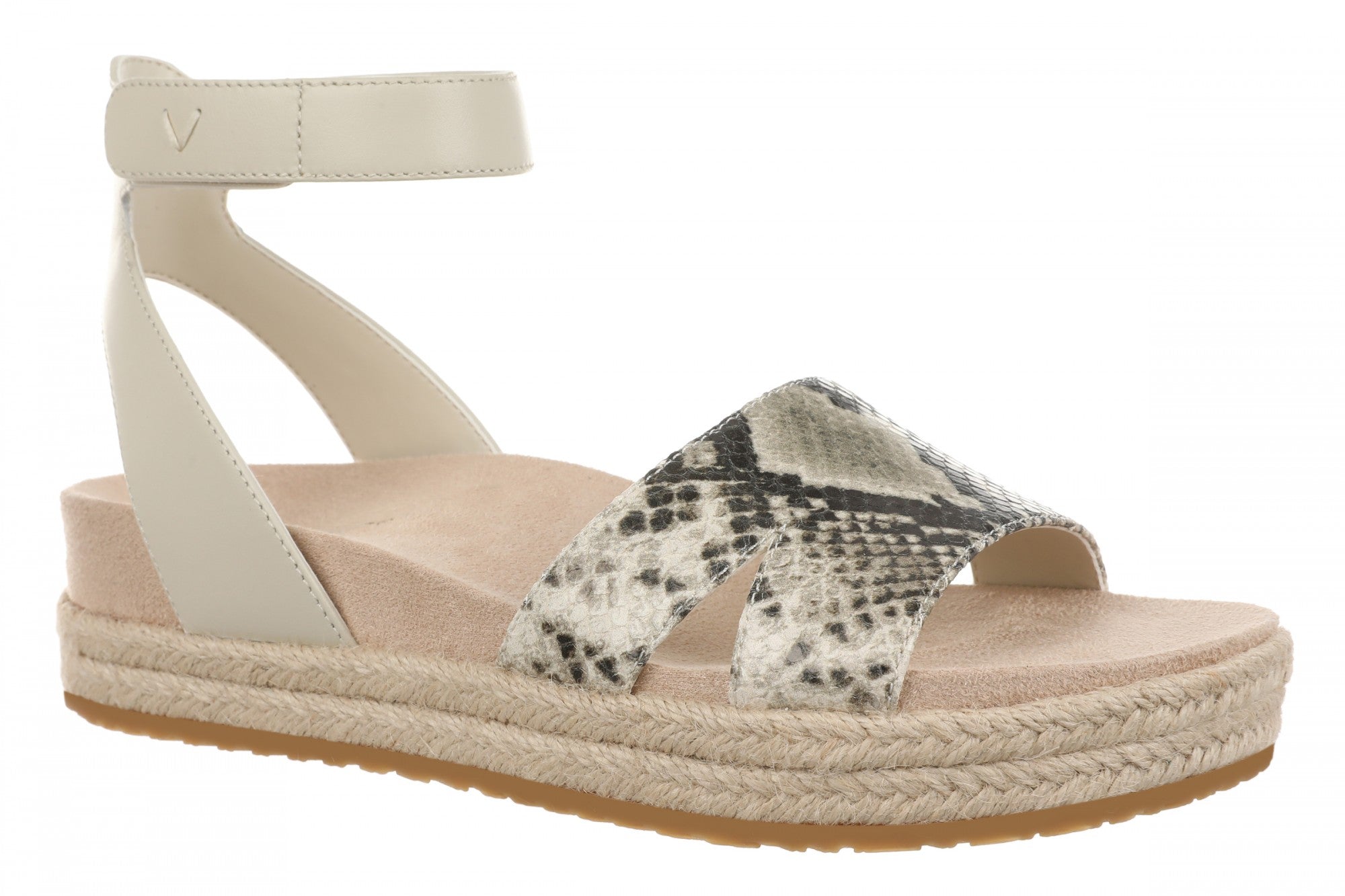 Vionic Yucca Women's Espadrille Platform Sandal with Arch Support in Cream Snake