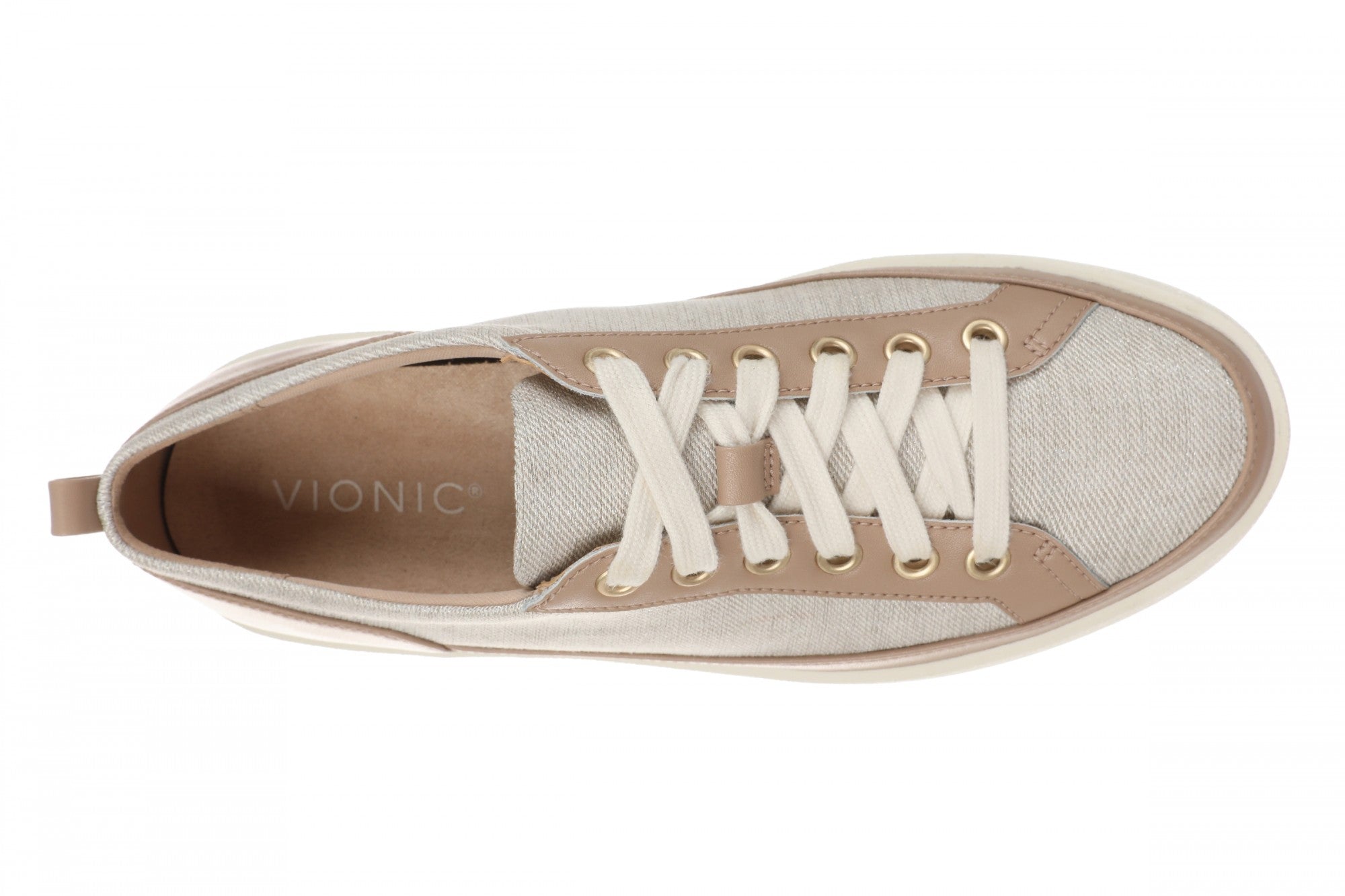 Vionic Winny Women's Oxford - Comfortable Orthotic Arch Support Lace-Up Shoes - Natural/gold - Top