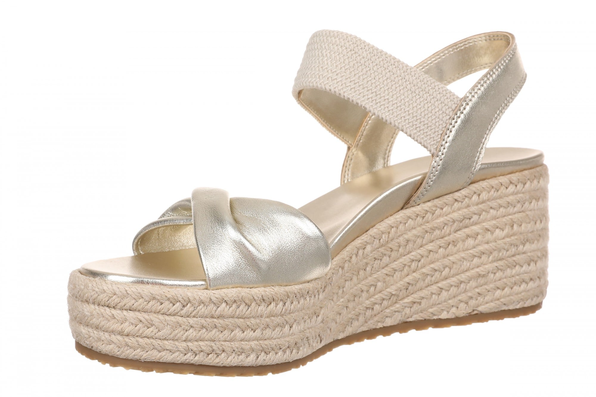 Vionic Darla Women's Espadrille Wedge Sandals with Arch Support - Gold - Left angle
