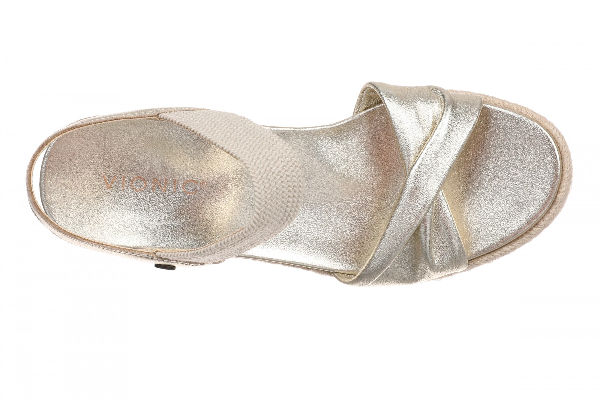 Vionic Darla Women's Espadrille Wedge Sandals with Arch Support - Gold - Top