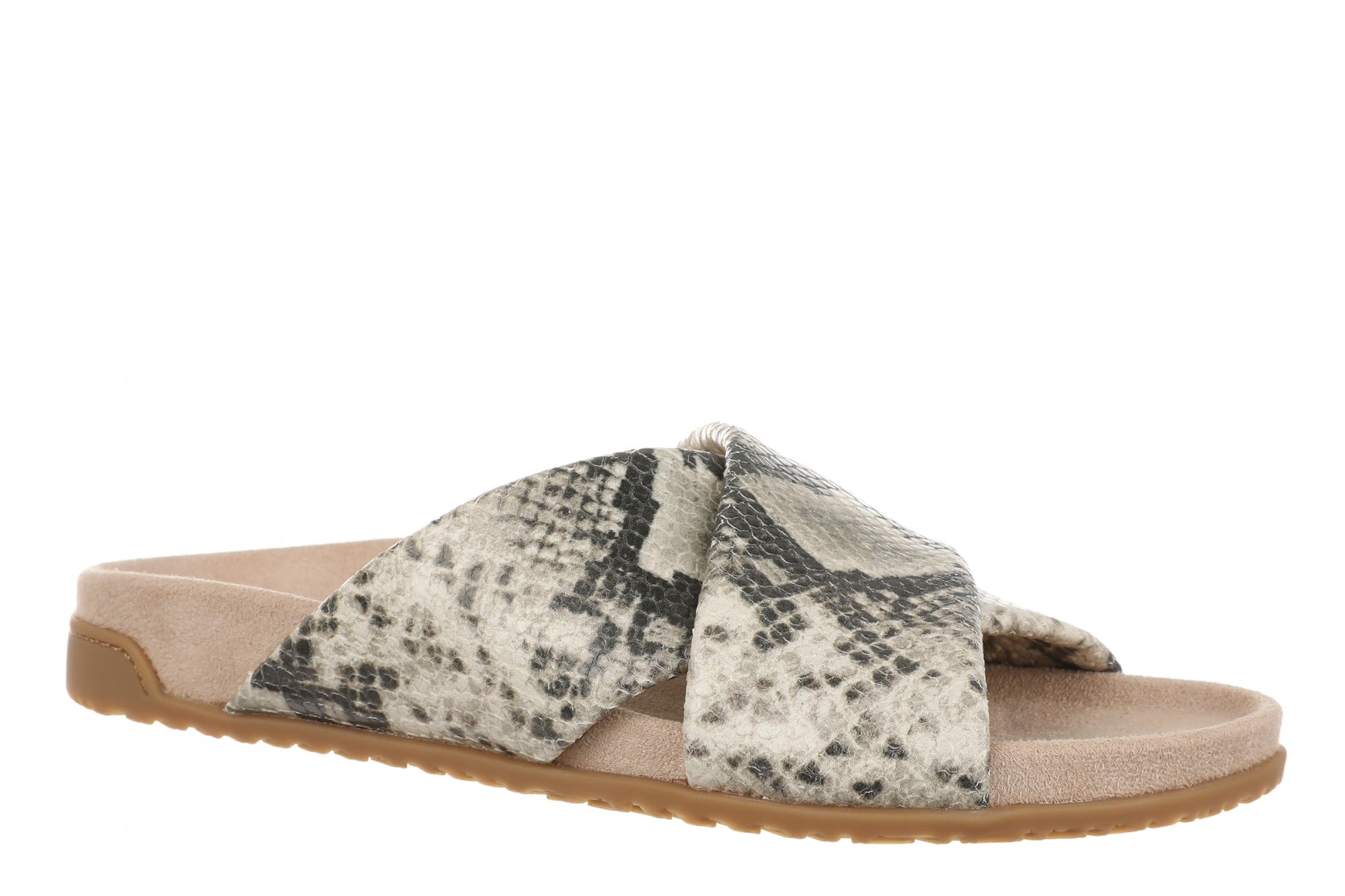Vionic Etna Women's Comfort Arch Support Slide Sandal - Cream Snake - Angle main
