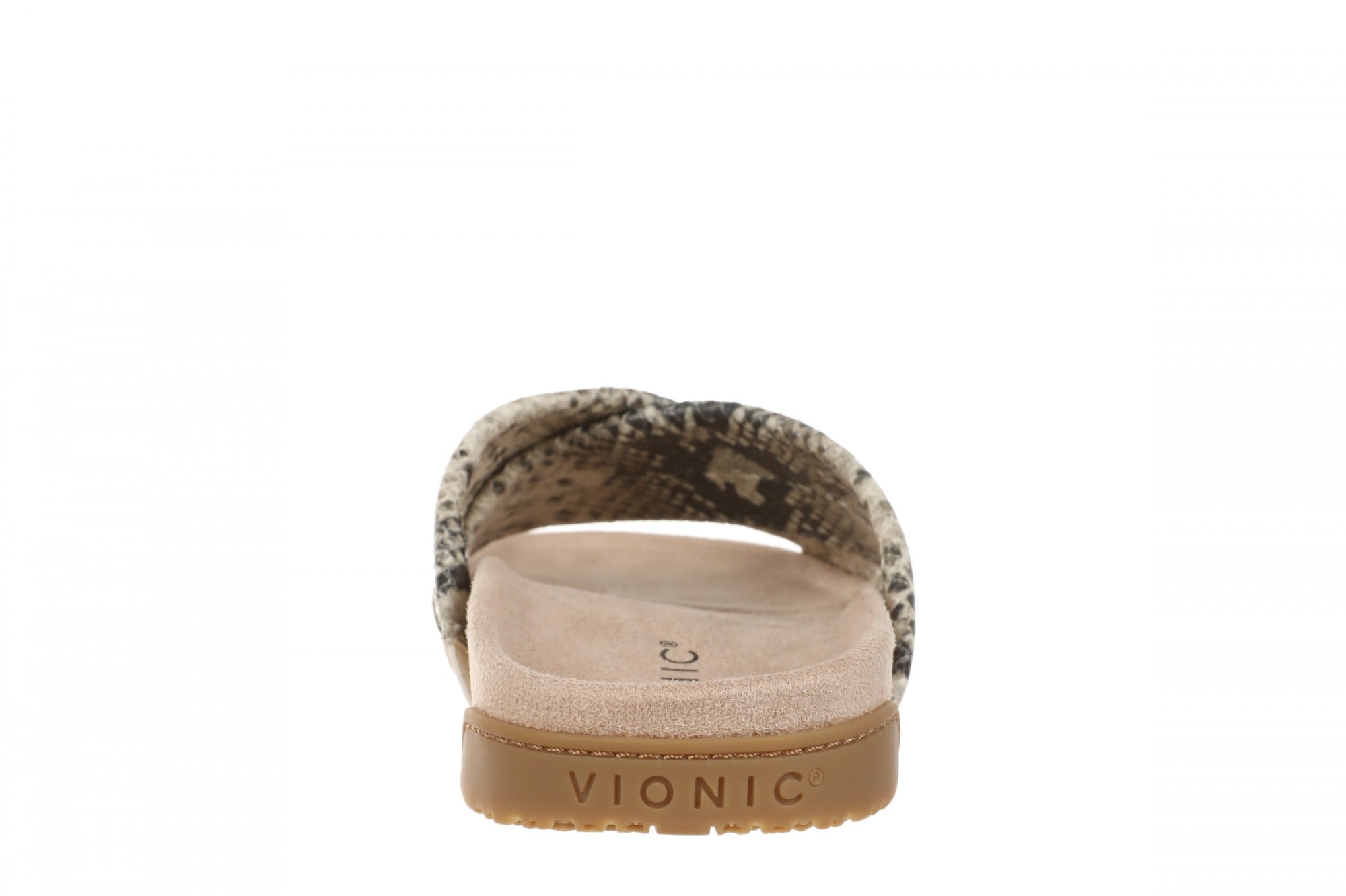 Vionic Etna Women's Comfort Arch Support Slide Sandal - Cream Snake - Back