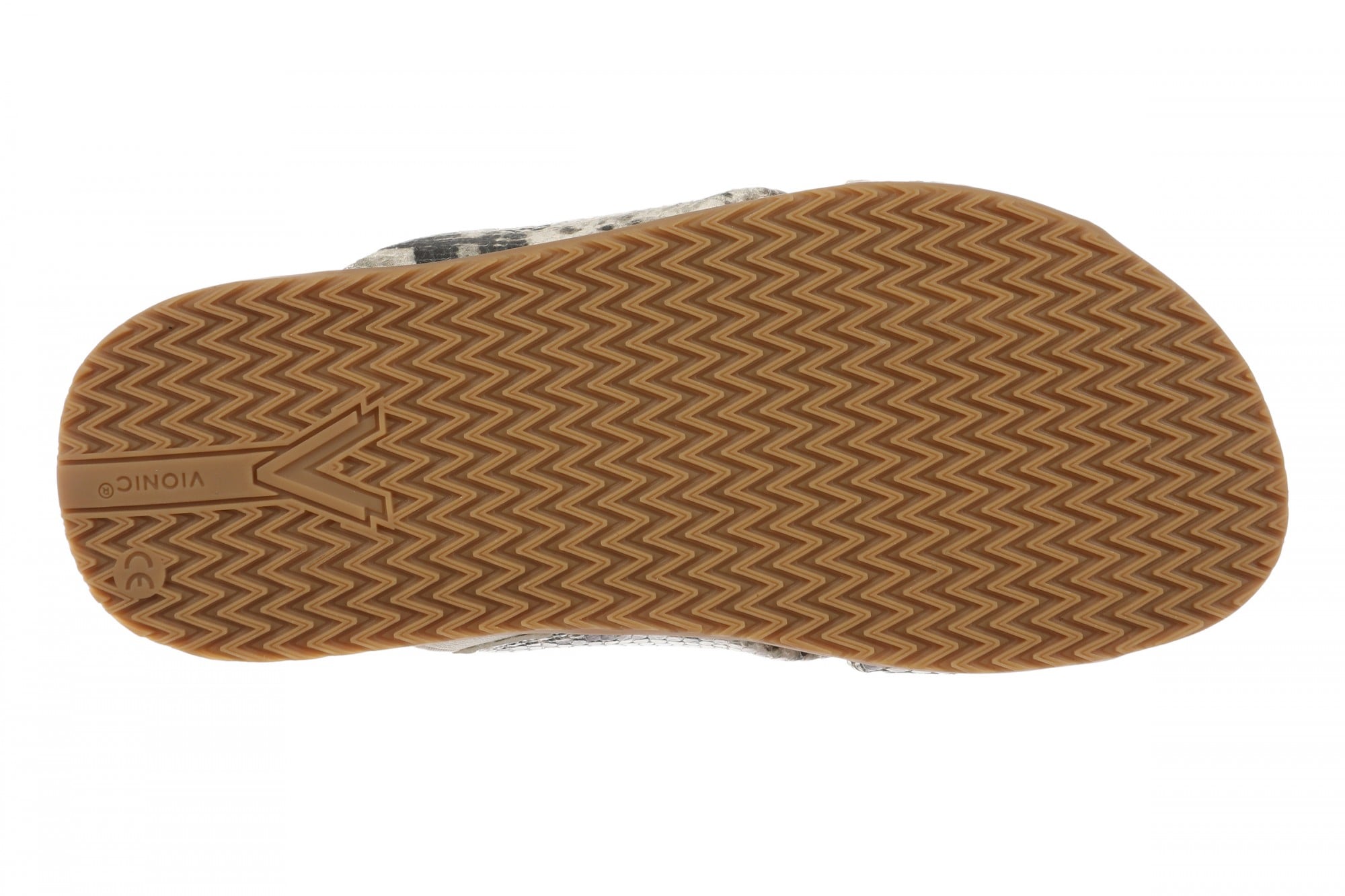 Vionic Etna Women's Comfort Arch Support Slide Sandal - Cream Snake - Bottom