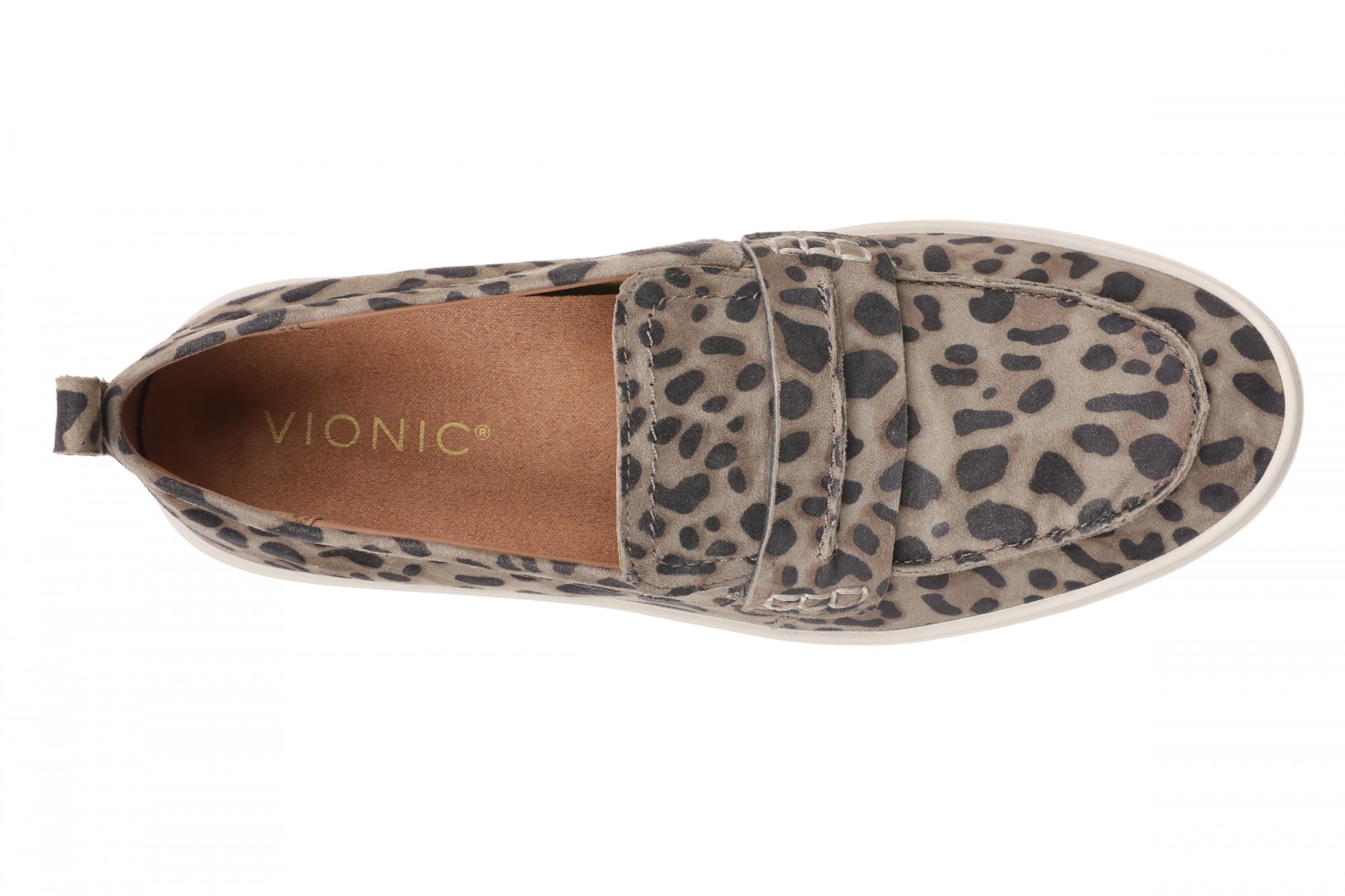 Vionic Chantel Women's Arch Support Slip-On Loafer Shoe - Dark Taupe Multi - Top