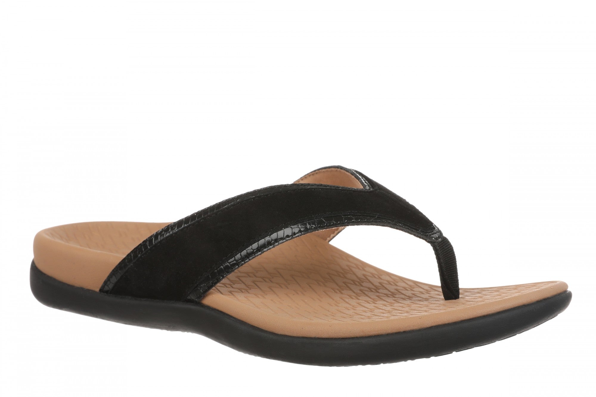 Vionic Tava Orthotic Thong Sandal - Women's Sandal - Black - Angle main