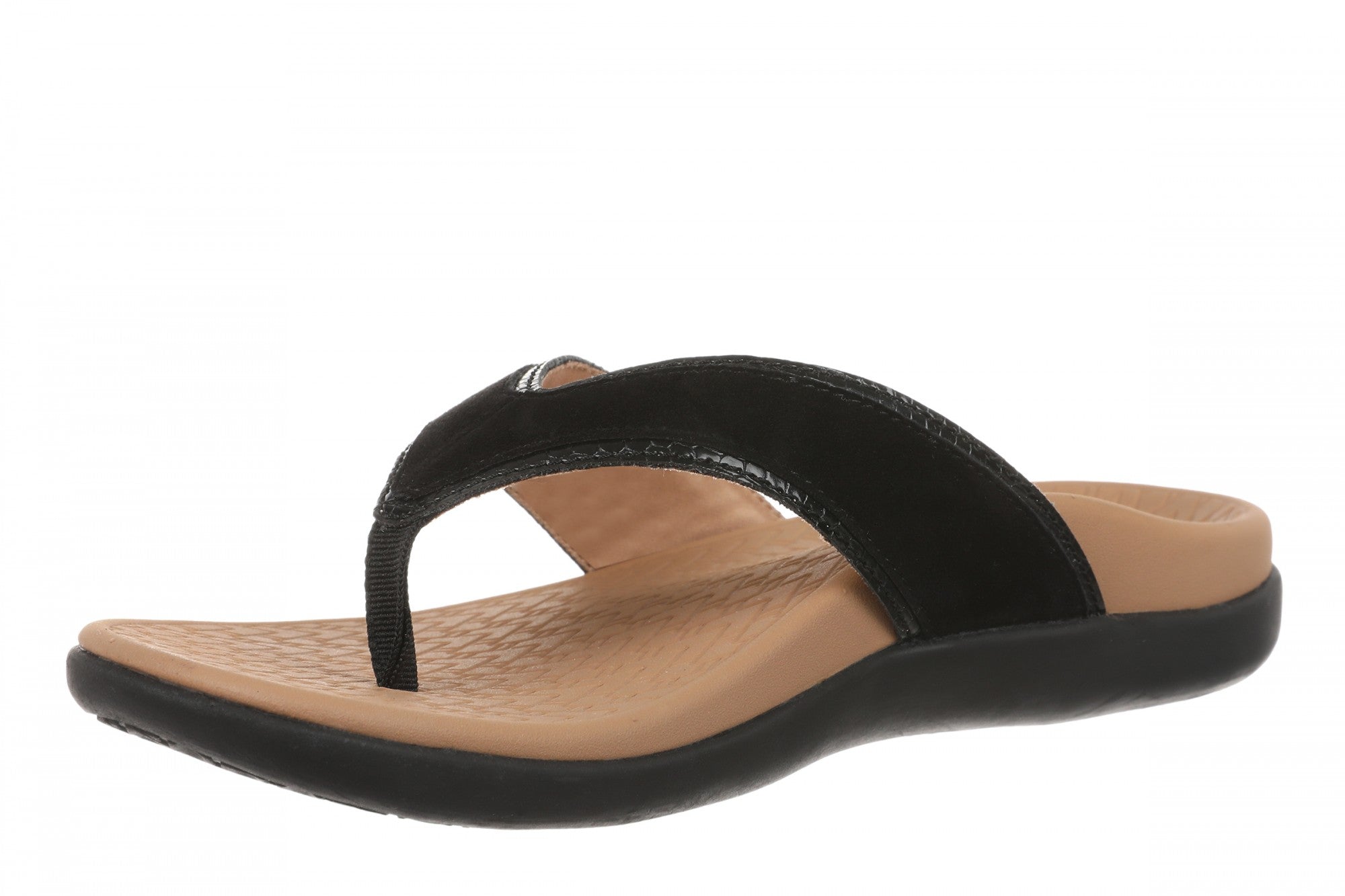 Vionic Tava Orthotic Thong Sandal - Women's Sandal - Black - Left angle