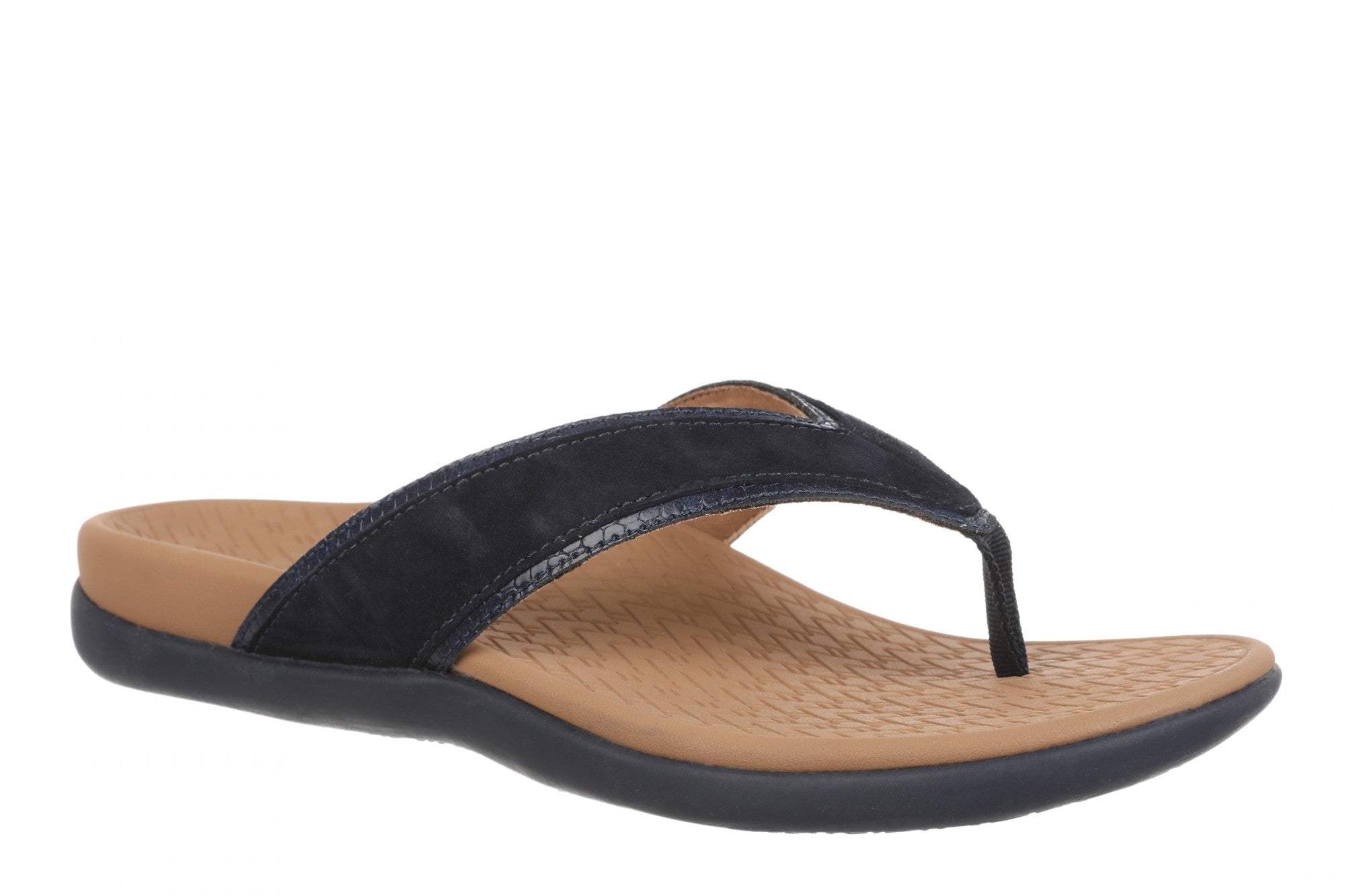 Vionic Tava Orthotic Thong Sandal - Women's Sandal - Navy Blazer - Angle main