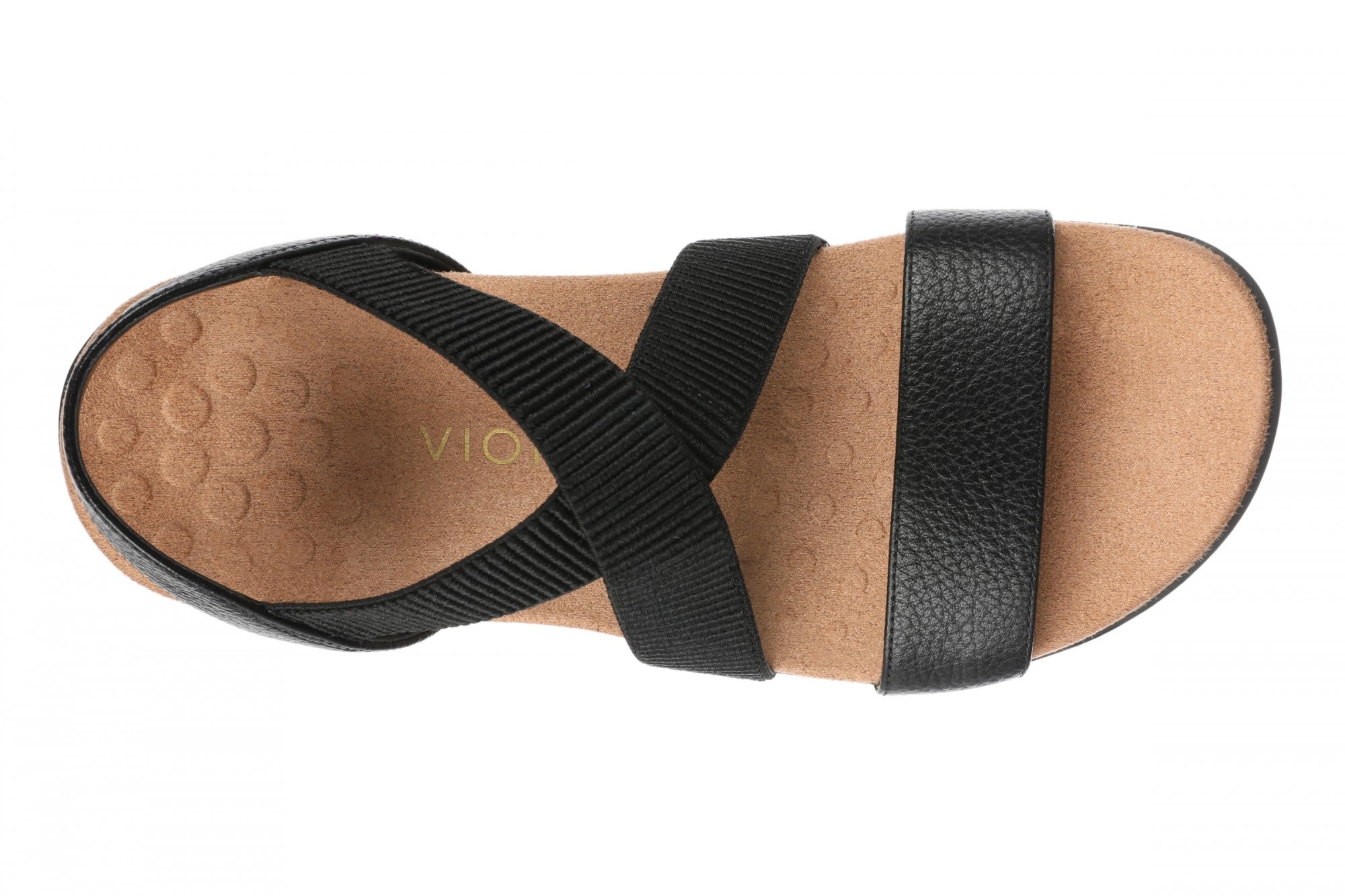 Vionic Raina Women's Strappy Comfort Sandal with Orthotic Arch Support - Black - Top