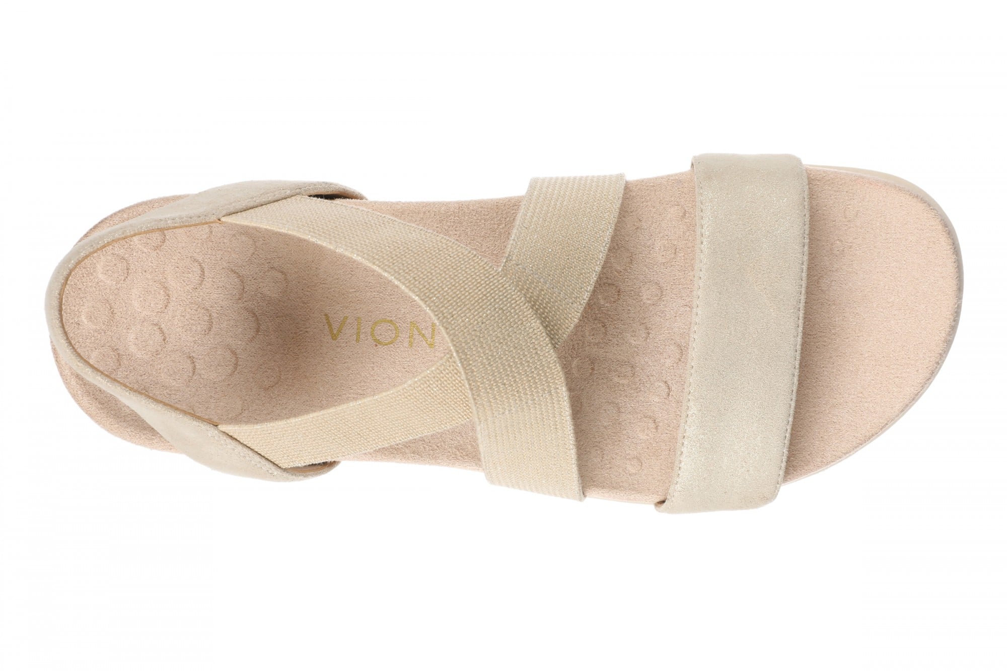 Vionic Raina Women's Strappy Comfort Sandal with Orthotic Arch Support - Gold - Top