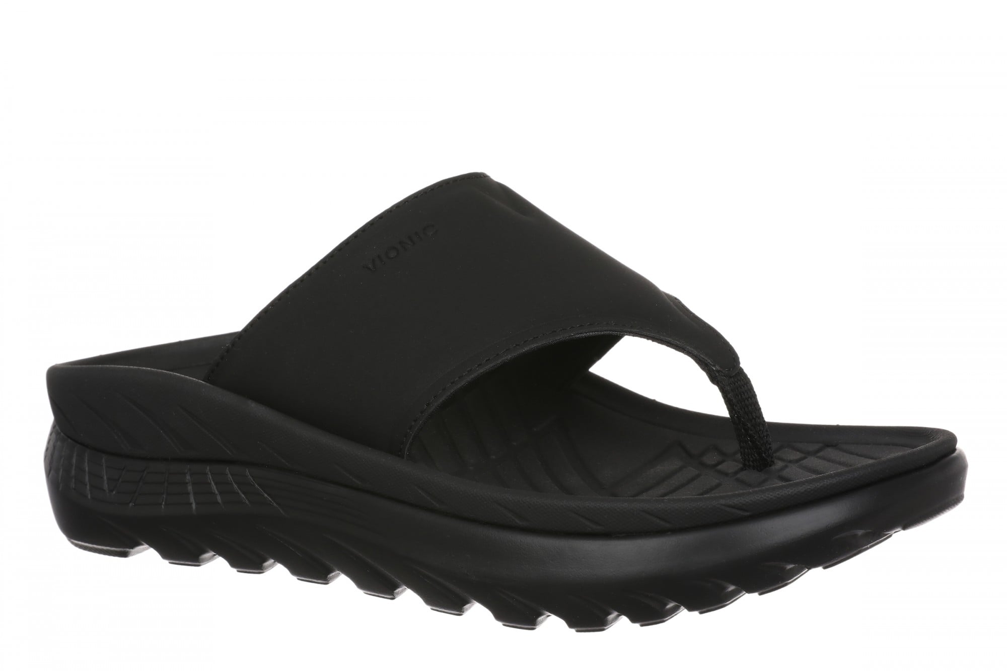 Vionic Restore III Unisex Recovery Toe-Post Sandal - Black - Angle main