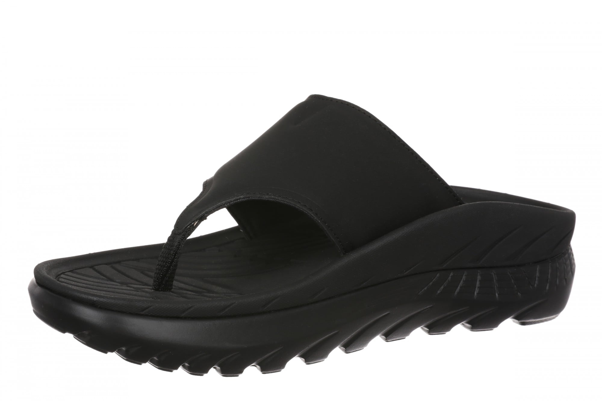 Vionic Restore III Unisex Recovery Toe-Post Sandal - Black - Left angle