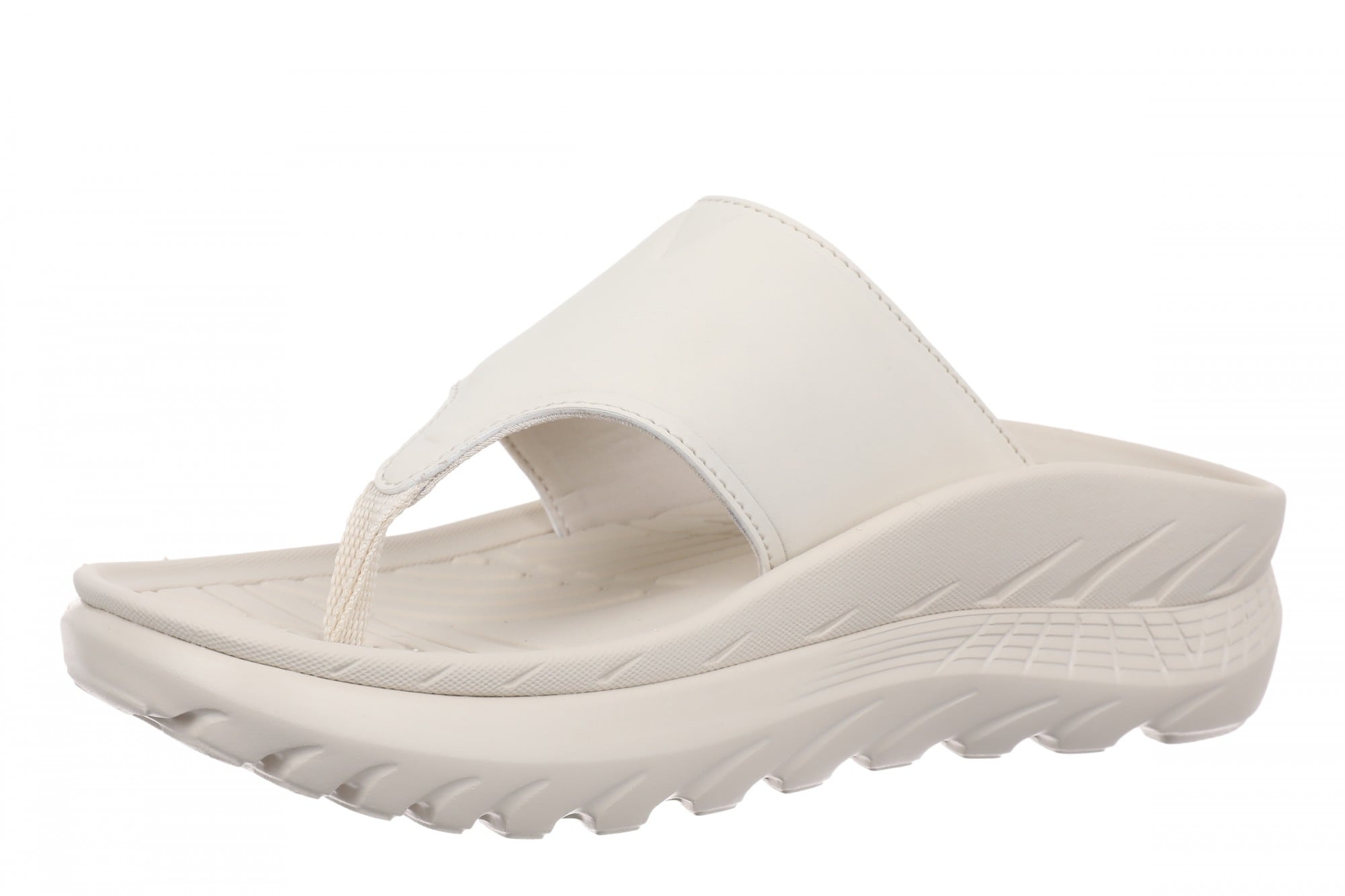Vionic Restore III Unisex Recovery Toe-Post Sandal - Cream - Left angle
