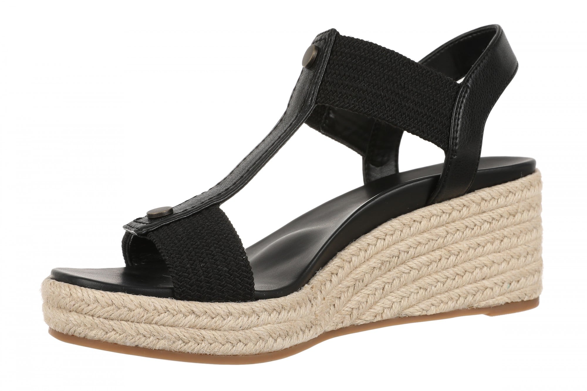 Vionic Calera Women's Espadrille Wedge Arch Support Sandal - Black II - Left angle