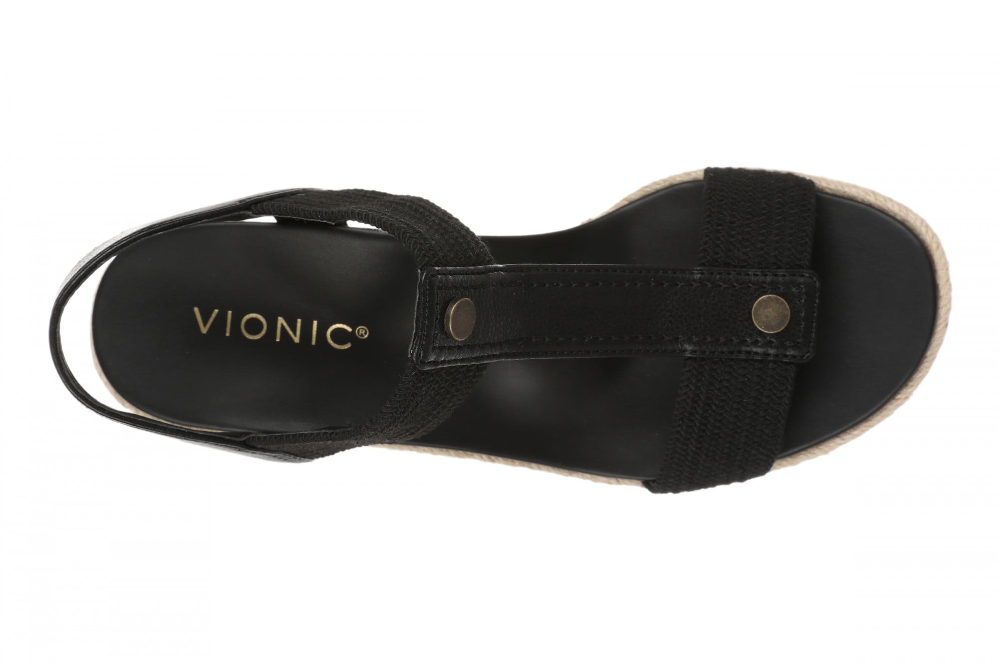 Vionic Calera Women's Espadrille Wedge Arch Support Sandal - Black II - Top