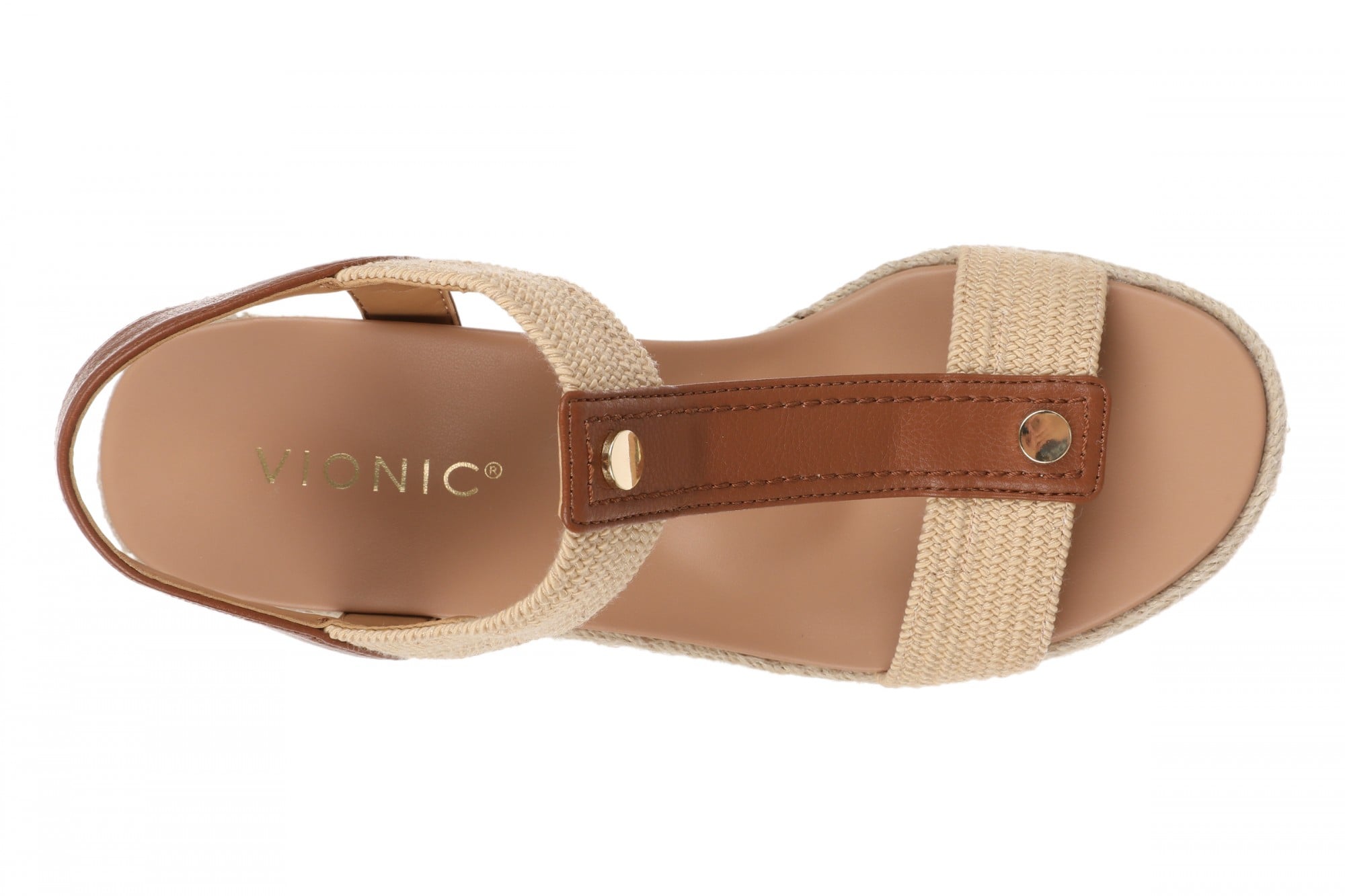 Vionic Calera Women's Espadrille Wedge Arch Support Sandal - Camel II - Top