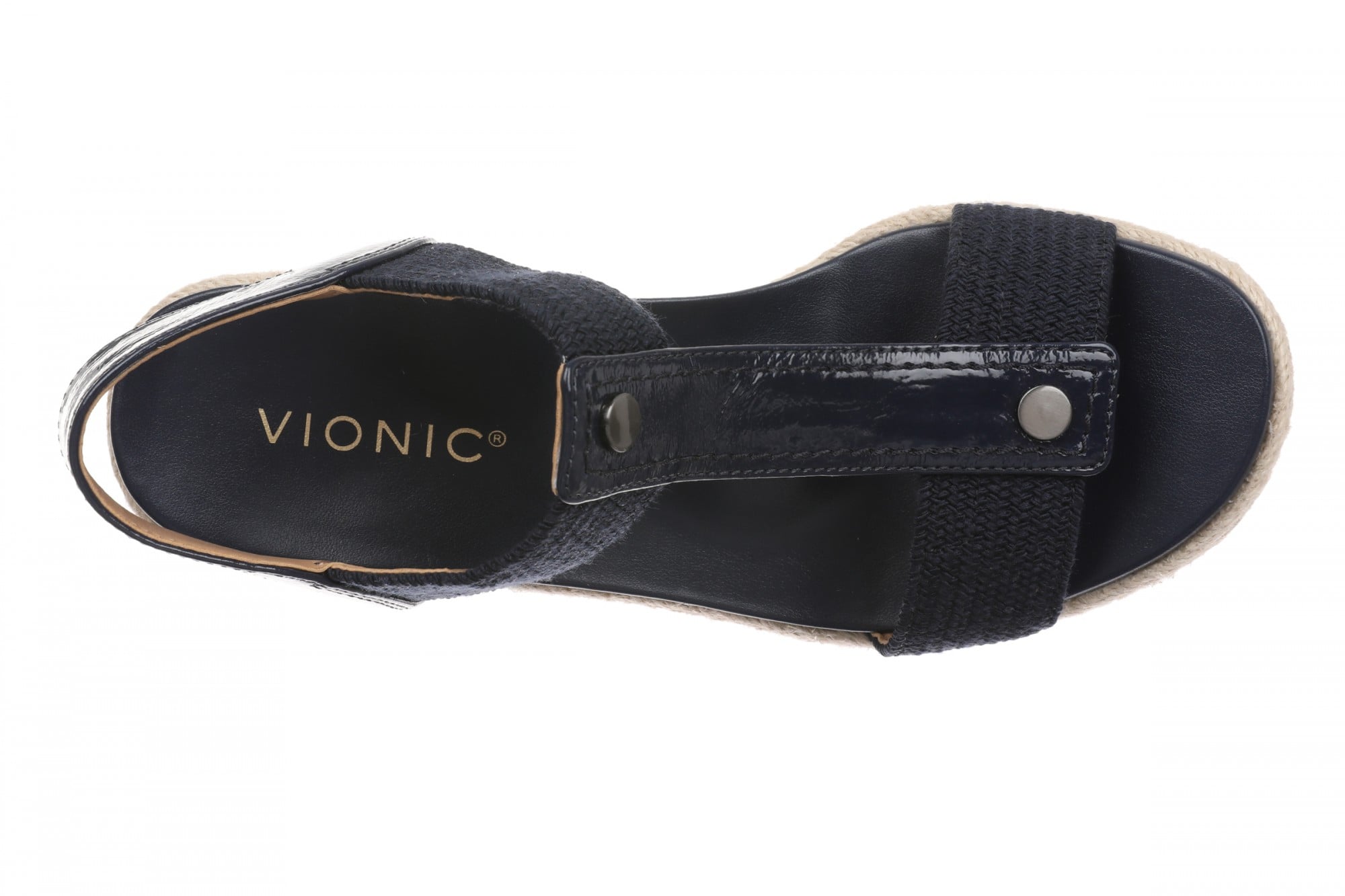 Vionic Calera Women's Espadrille Wedge Arch Support Sandal - Navy Blazer - Top