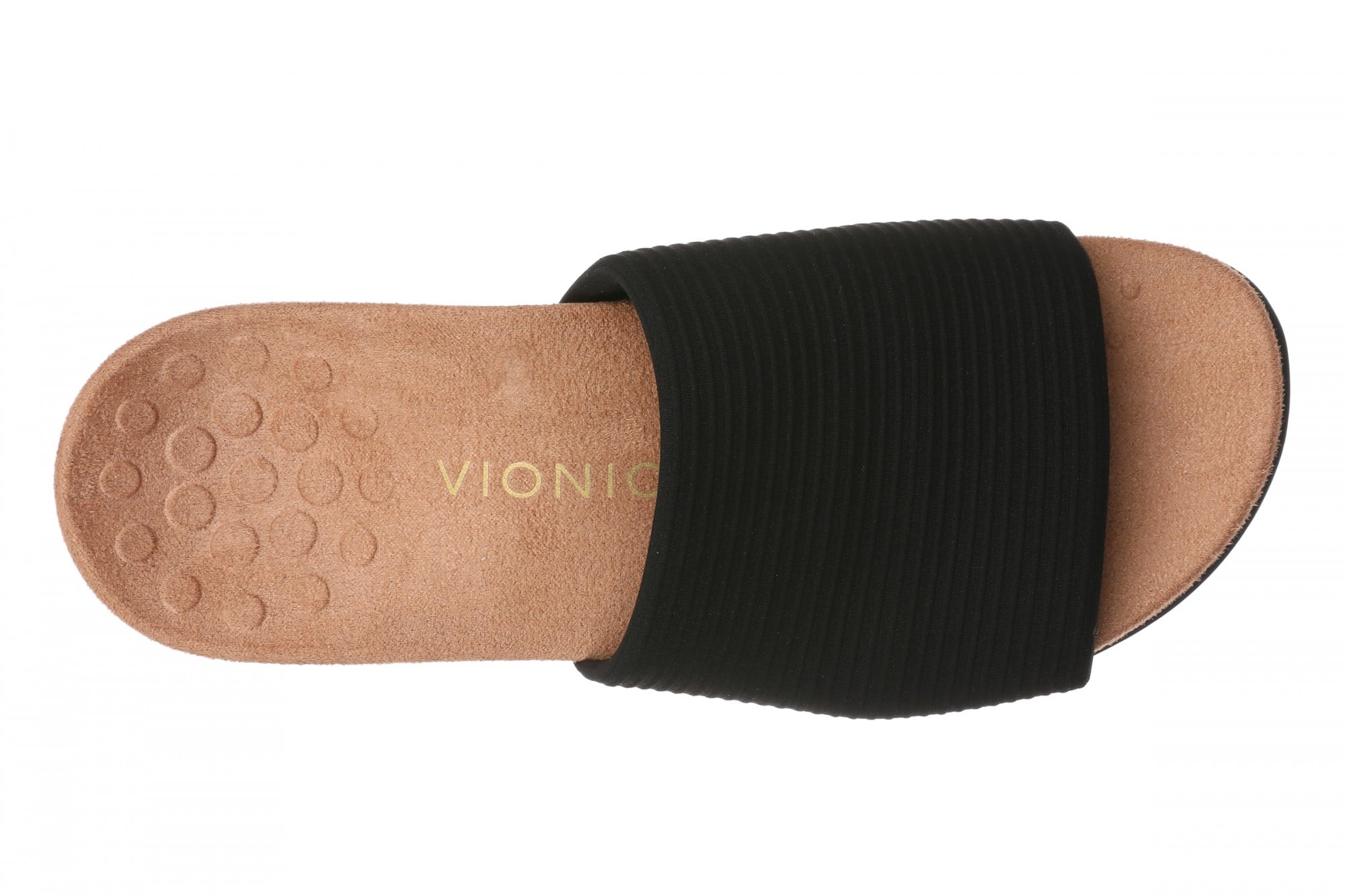 Vionic Renie Knit Women's Orthotic Slide Sandal - Stretch Knit Comfort Support - Black - Top
