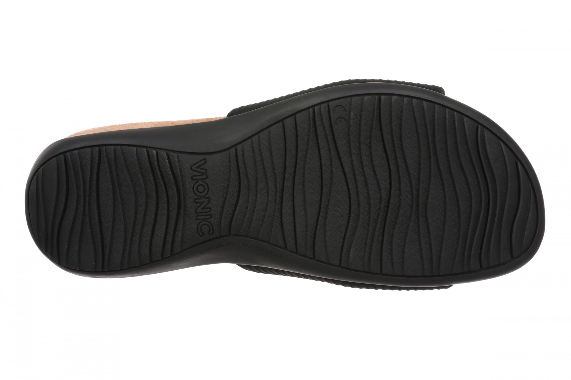 Vionic Renie Knit Women's Orthotic Slide Sandal - Stretch Knit Comfort Support - Black - Bottom