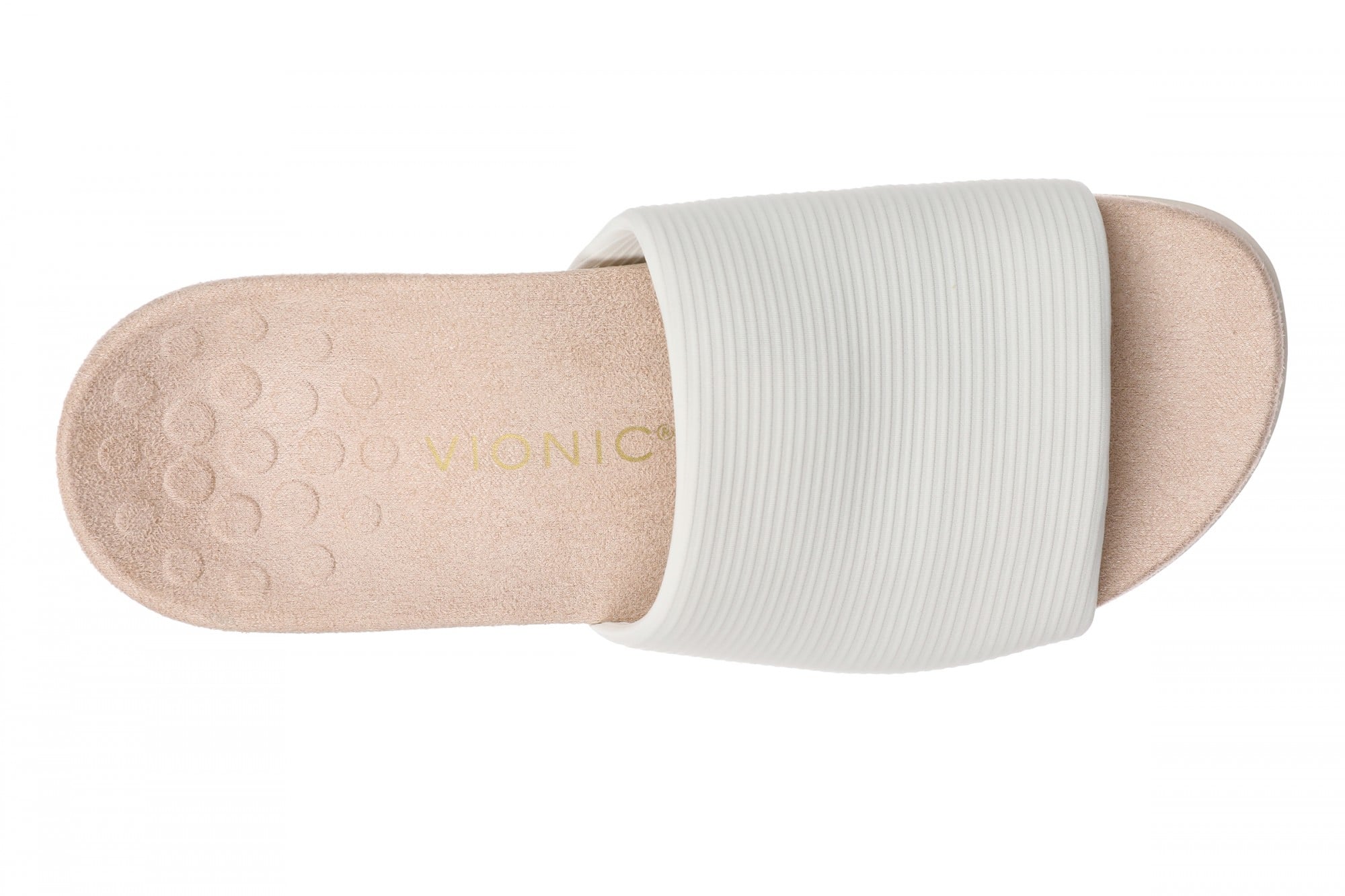 Vionic Renie Knit Women's Orthotic Slide Sandal - Stretch Knit Comfort Support - Cream - Top