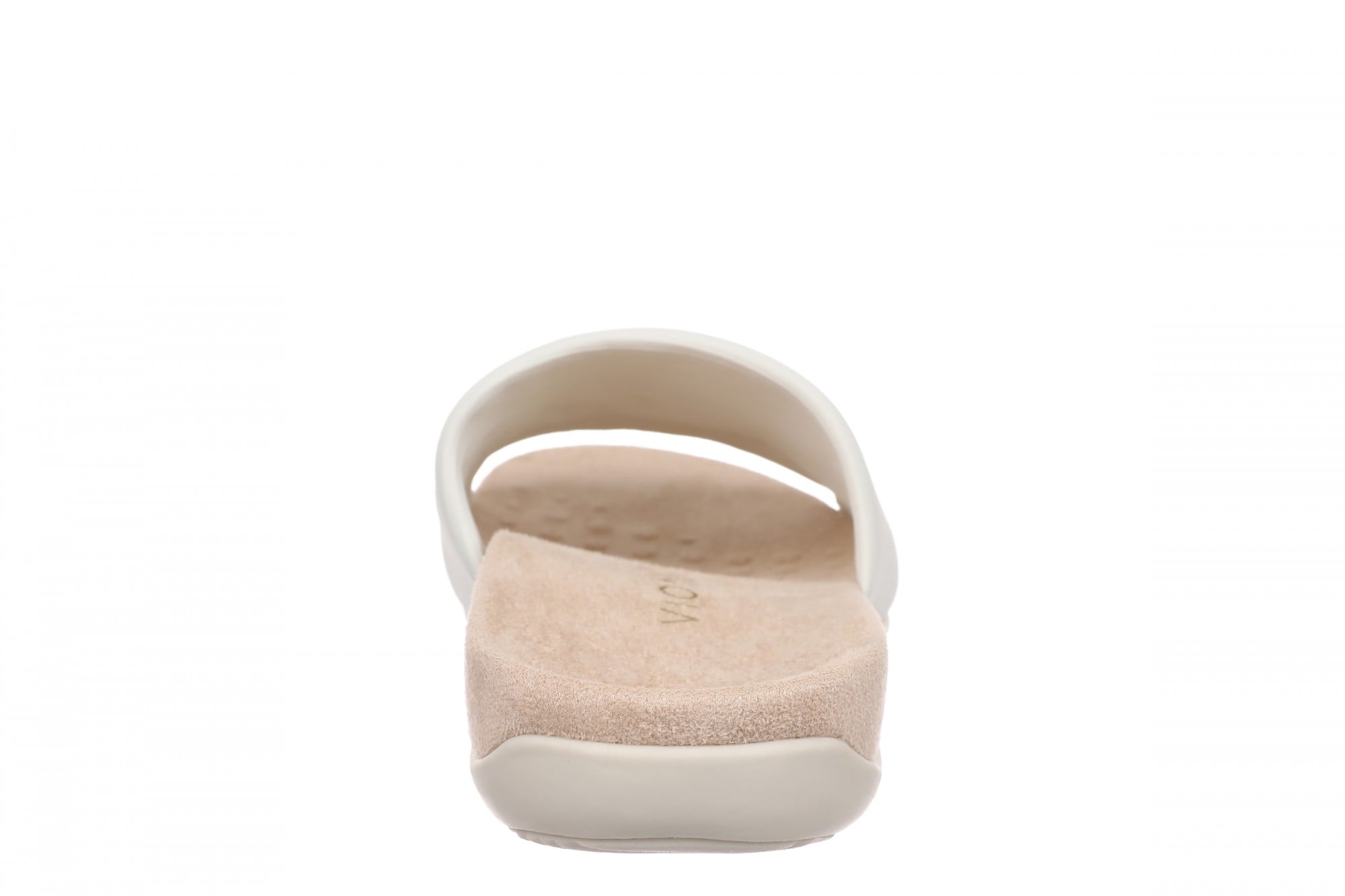 Vionic Renie Knit Women's Orthotic Slide Sandal - Stretch Knit Comfort Support - Cream - Back