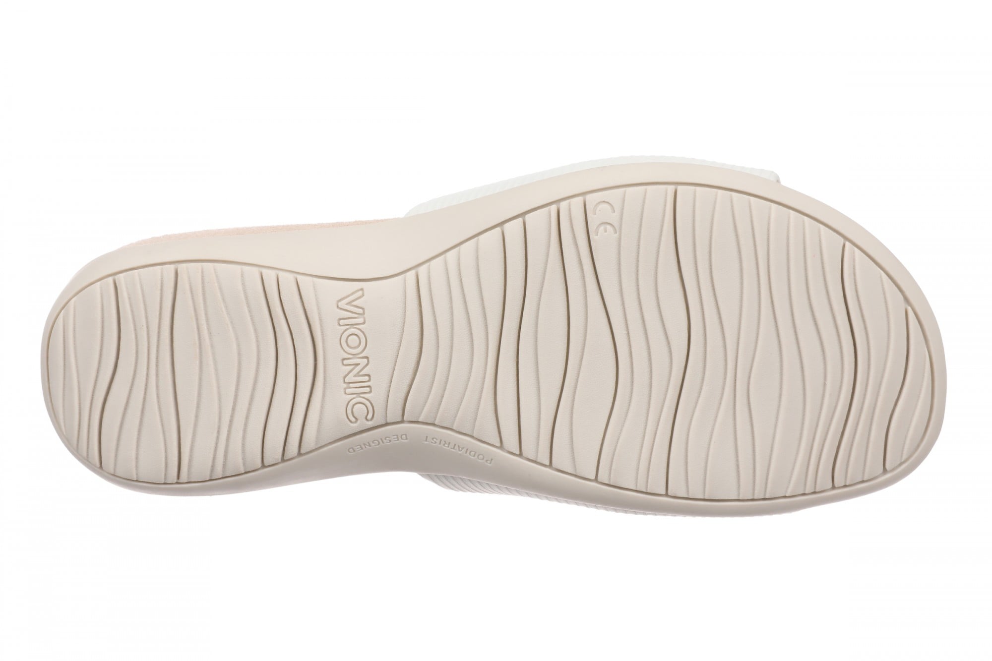 Vionic Renie Knit Women's Orthotic Slide Sandal - Stretch Knit Comfort Support - Cream - Bottom