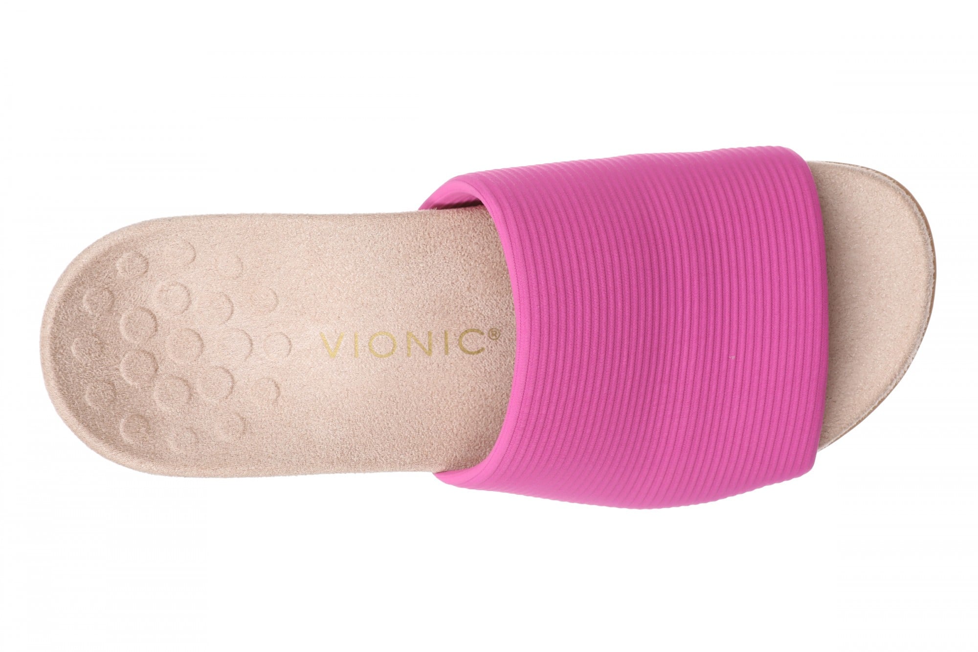 Vionic Renie Knit Women's Orthotic Slide Sandal - Stretch Knit Comfort Support - Rose Violet - Top