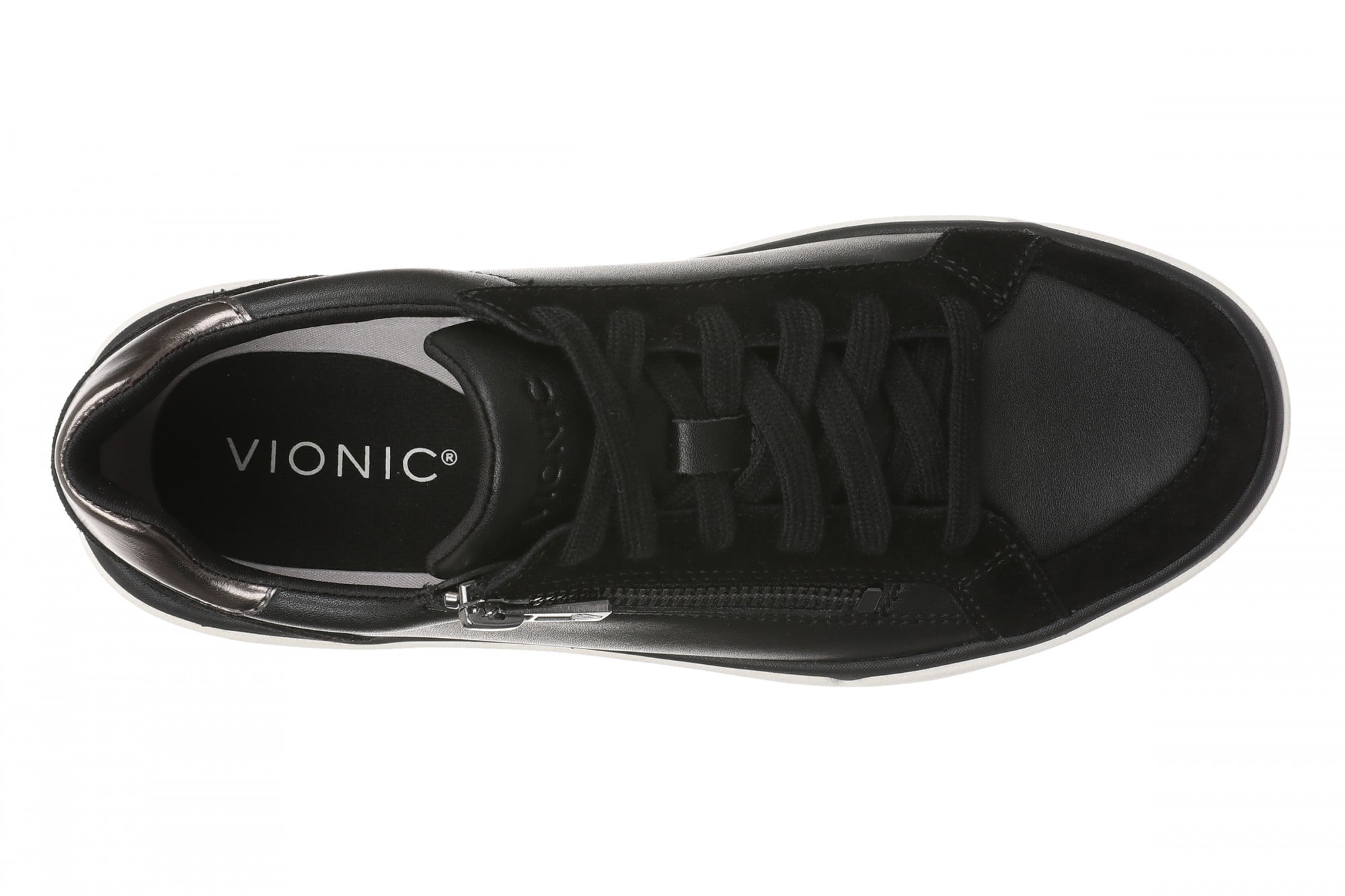 Vionic City Walk AXS Women's Sneakers | Side Zip & Arch Support - Black - Top