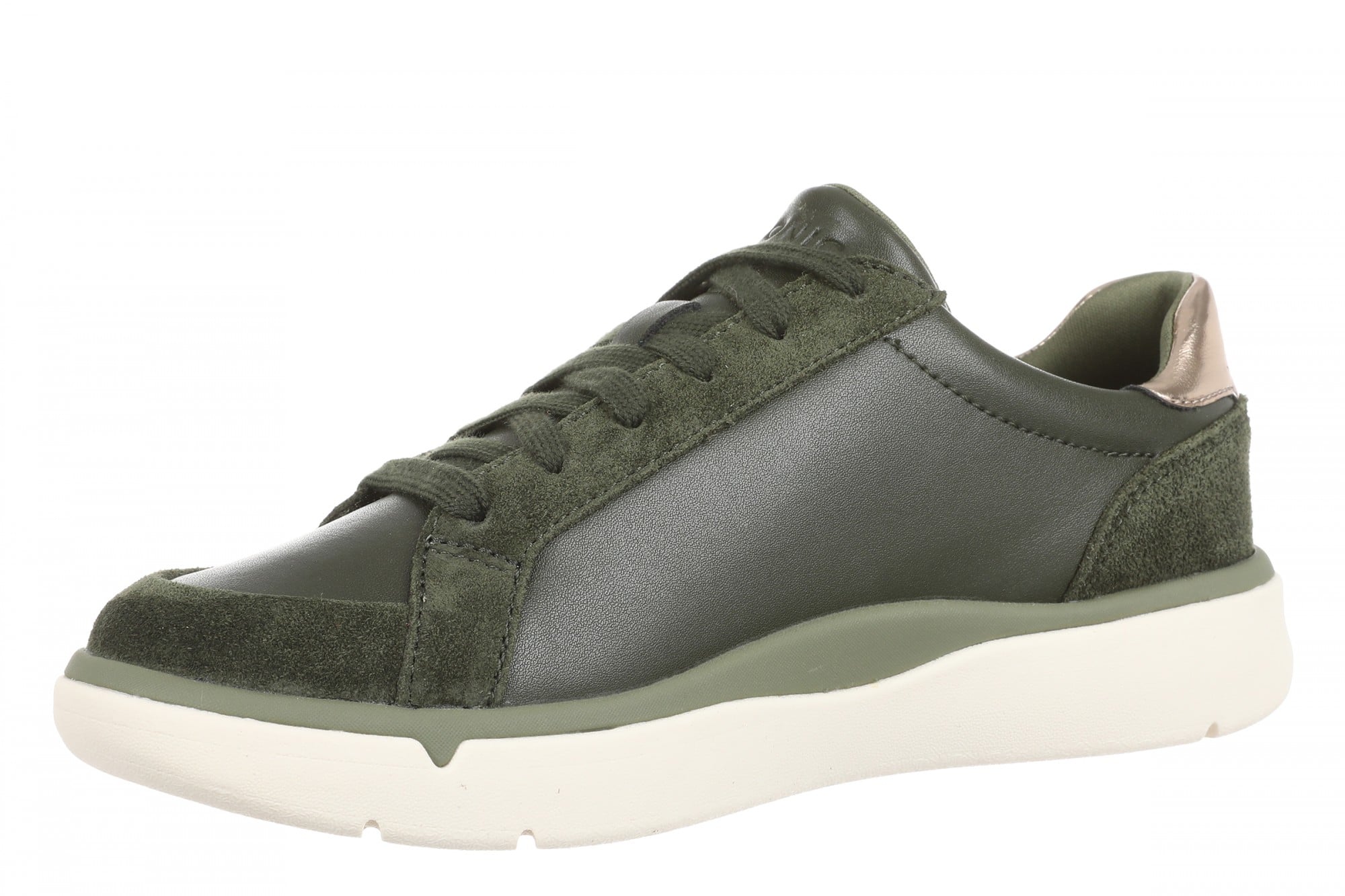 Vionic City Walk AXS Women's Sneakers | Side Zip & Arch Support - Olive Moss - Left angle